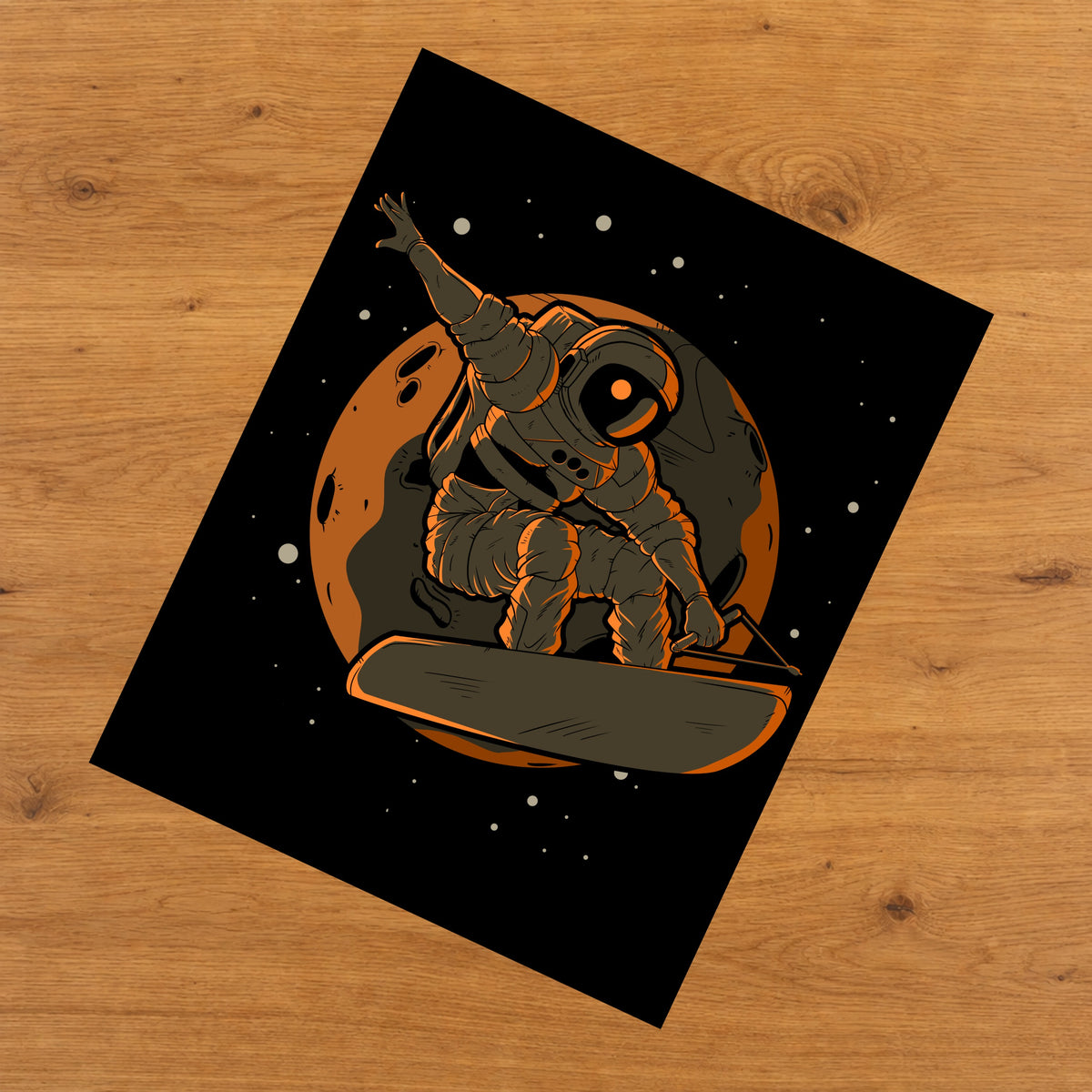 Wakeboarding Astronaut Outer Space Spaceman 8"x10" Wall Art Print