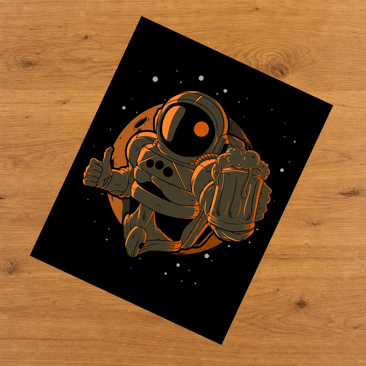 Astronaut With Beer Outer Space Spaceman Craft Beer 8"x10" Wall Art Print