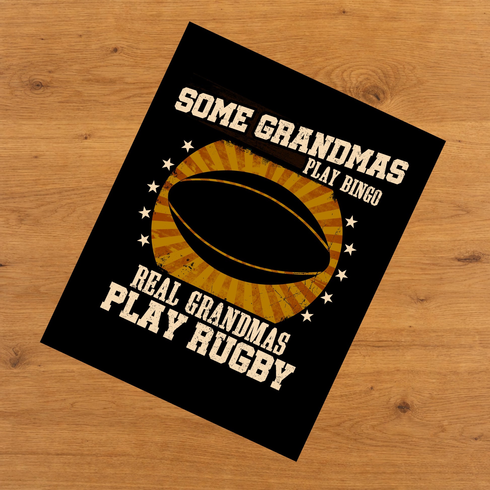 Some Grandmas Play Bingo Real Grandmas Play Rugby Funny 8"x10" Wall Art Print