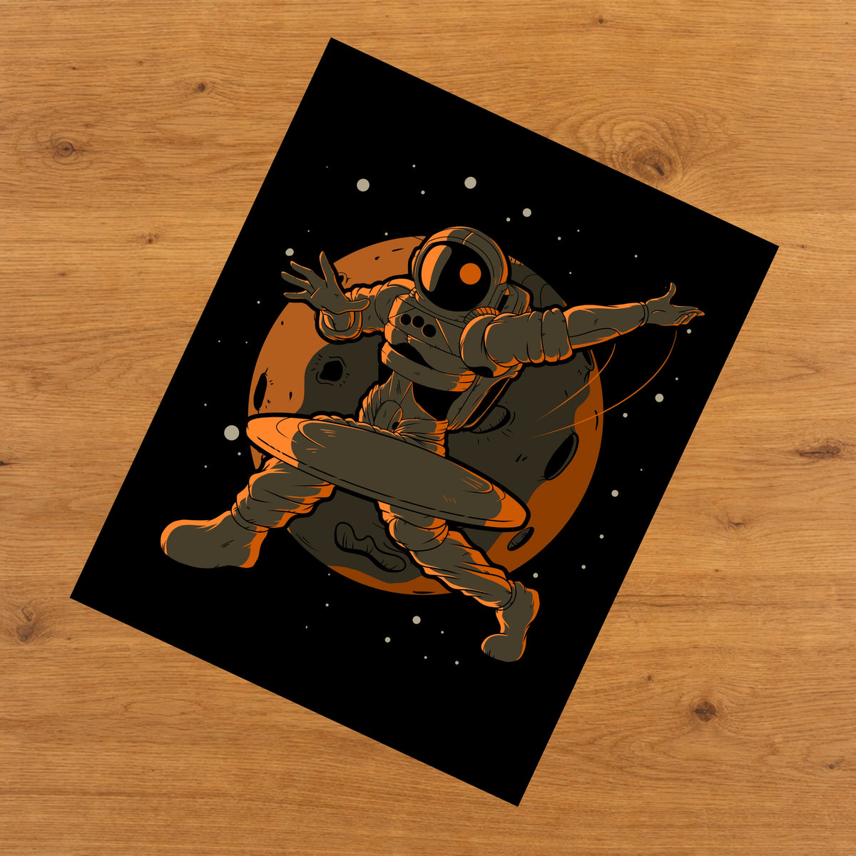 Disc Golf Astronaut Outer Space Spaceman Disc Golf 8"x10" Wall Art Print