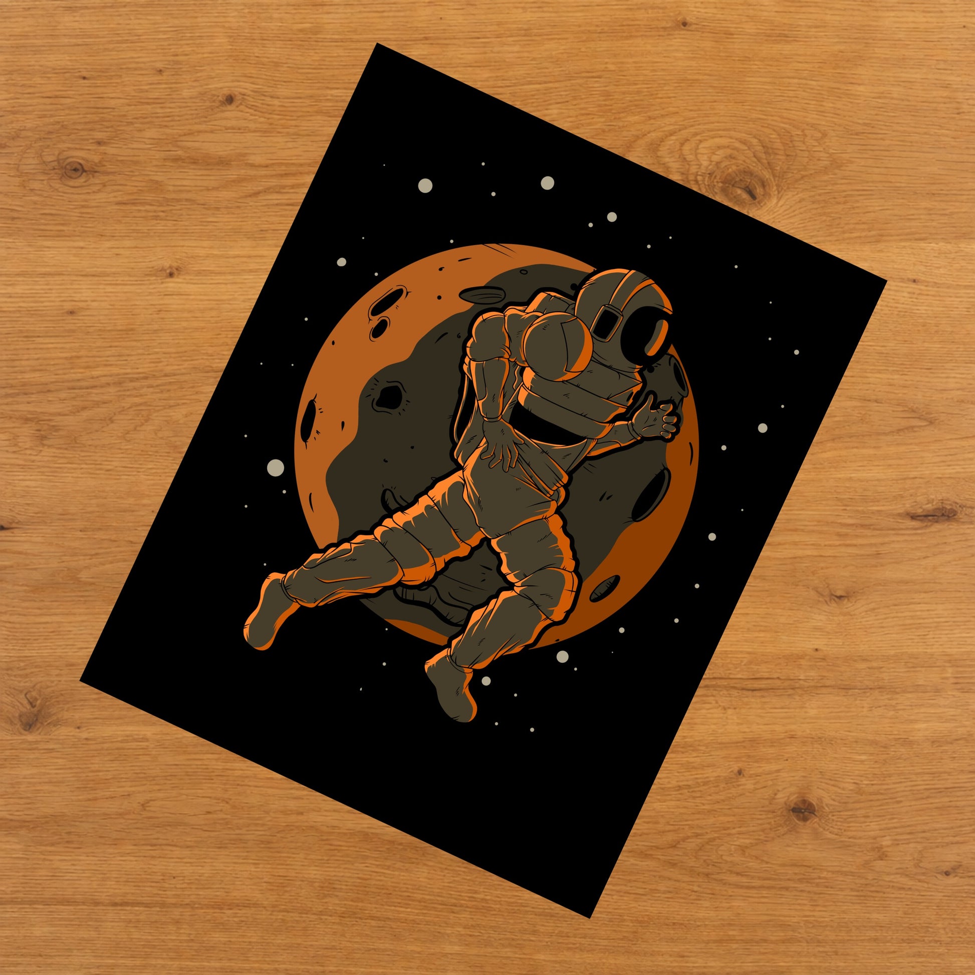 Marathon Runner Astronaut Outer Space Spaceman Running 8"x10" Wall Art Print
