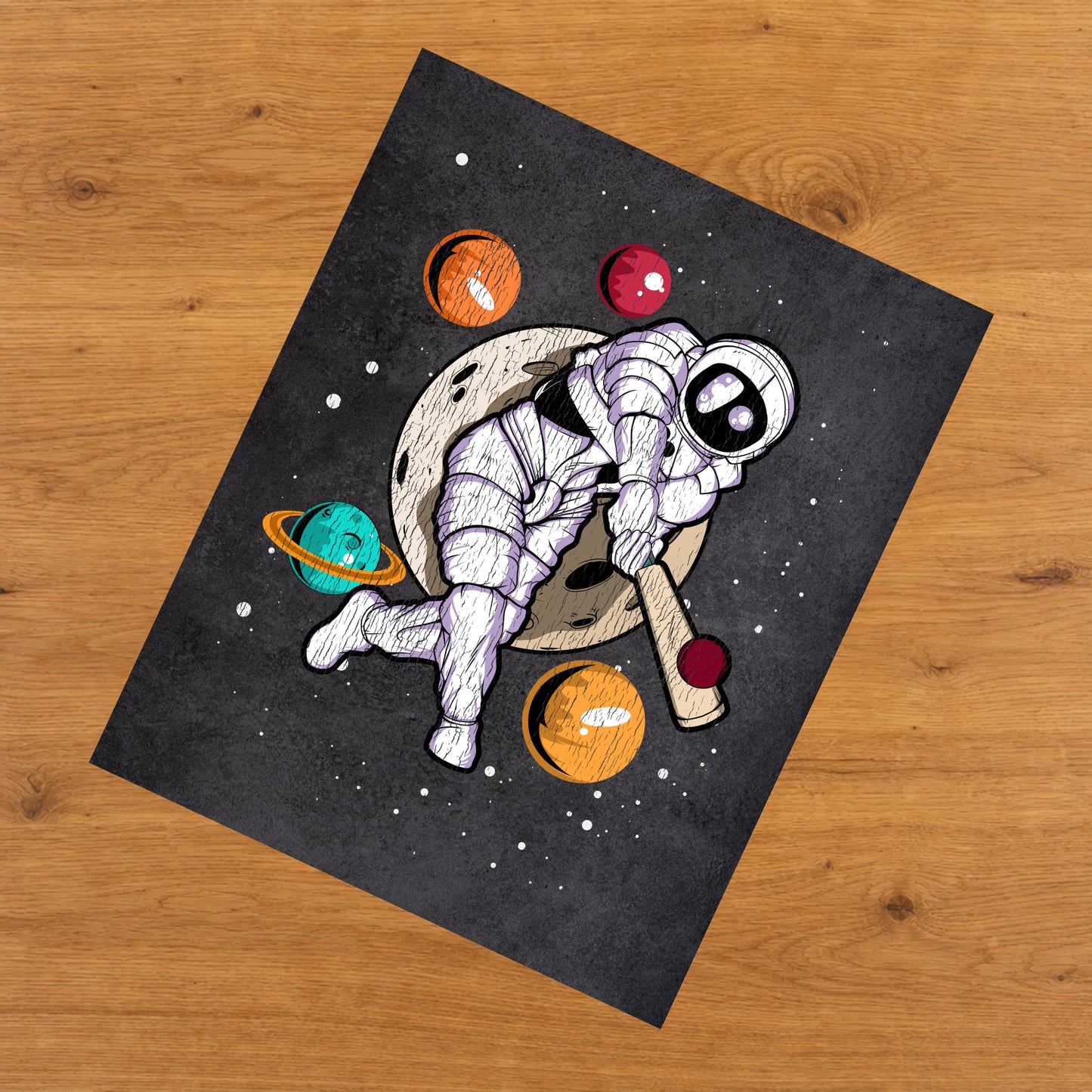 Cricket Astronaut Outer Space Spaceman Distressed 8"x10" Wall Art Print