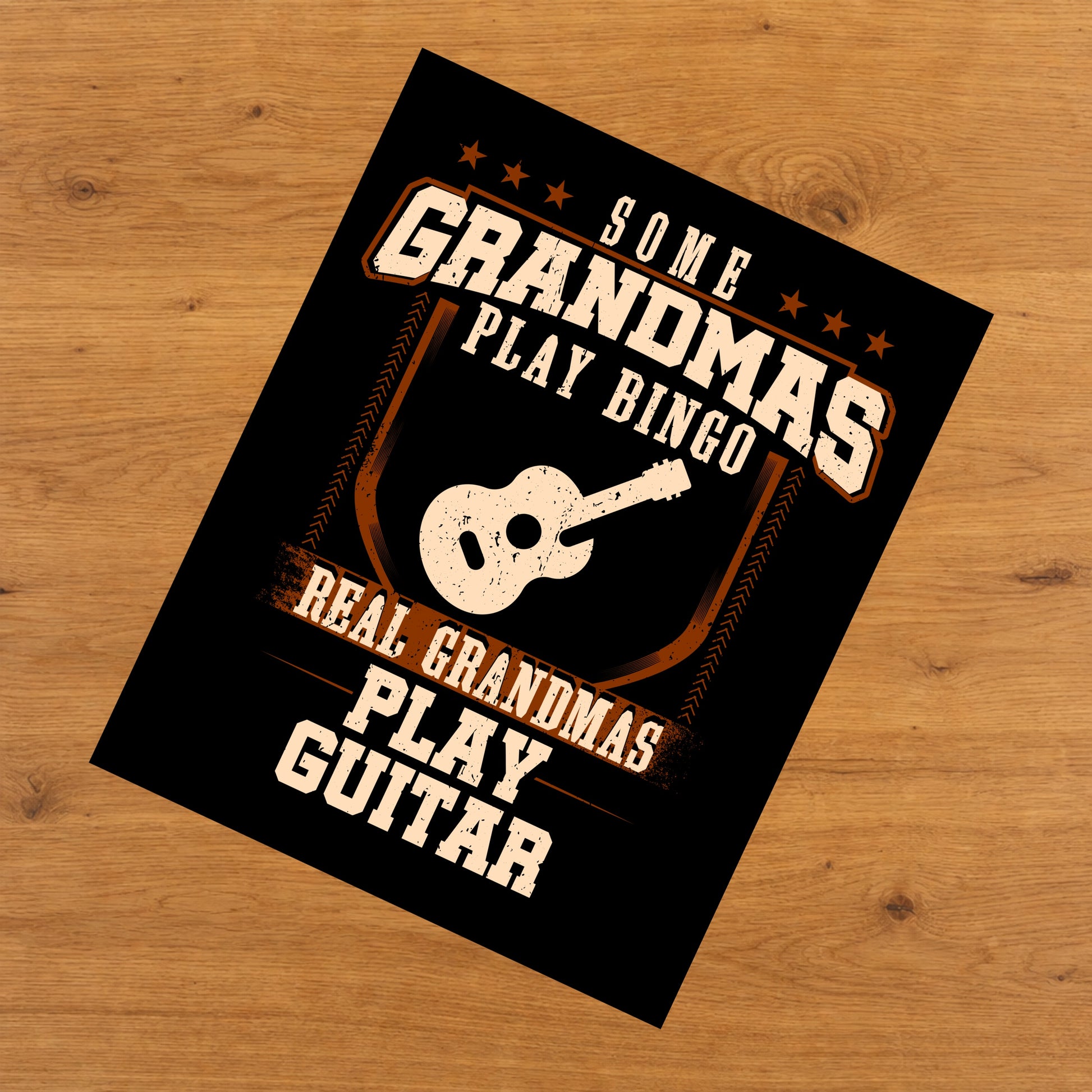 Some Grandmas Play Bingo Real Grandmas Play Guitar  8"x10" Wall Art Print