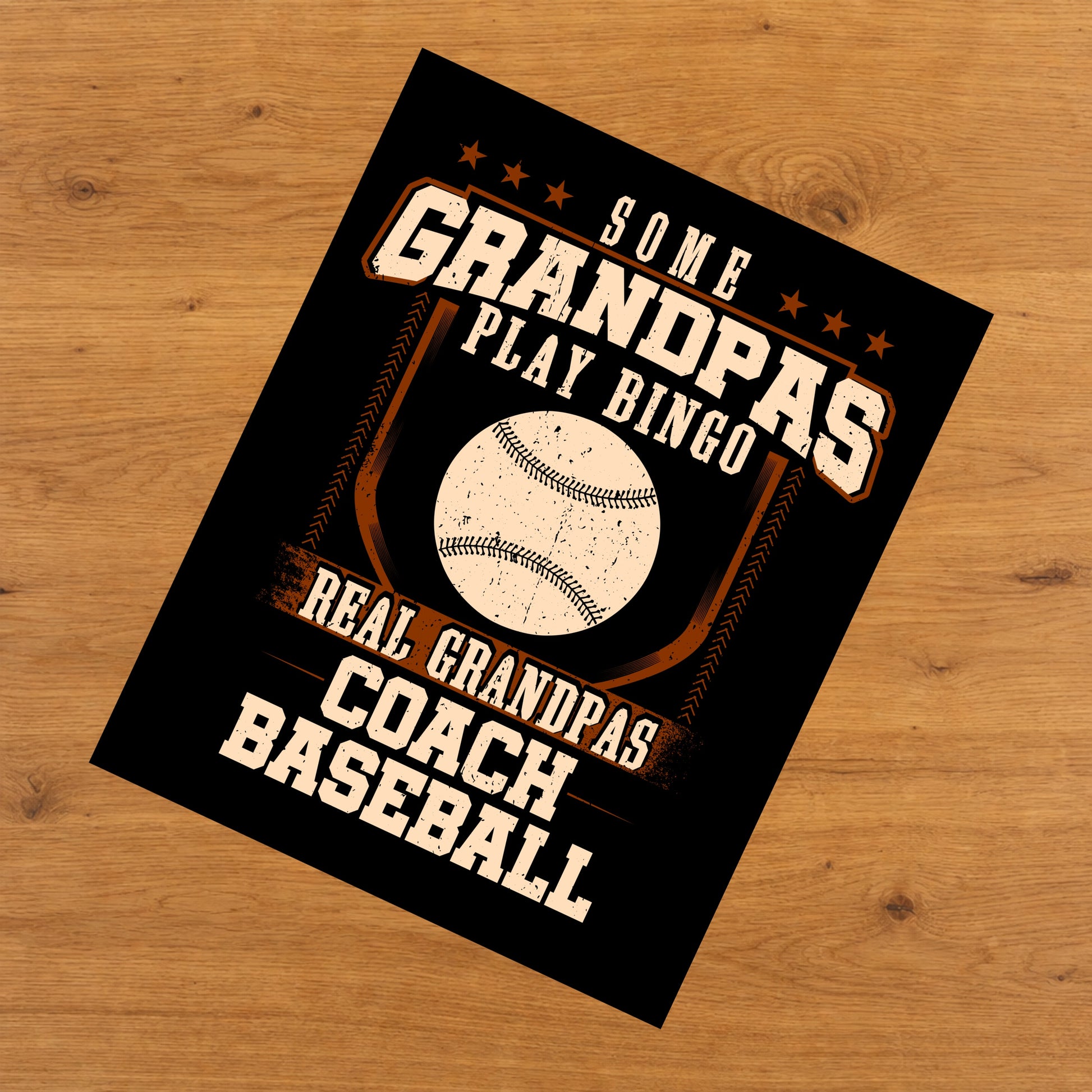 Some Grandpas Play Bingo Real Grandpas Coach Baseball  8"x10" Wall Art Print