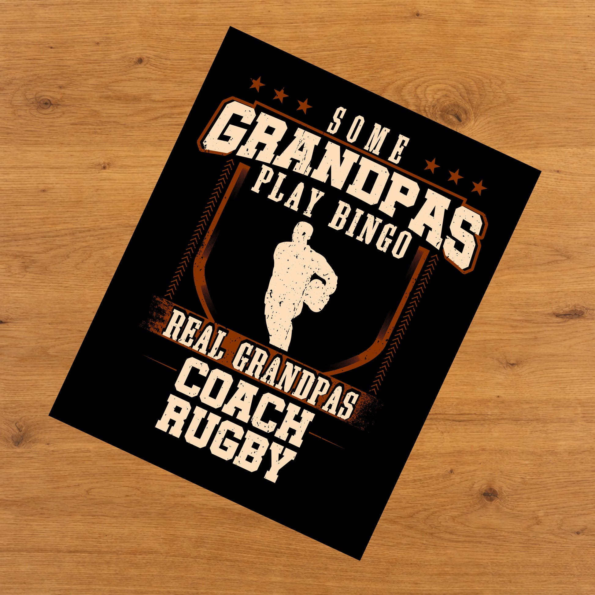 Some Grandpas Play Bingo Real Grandpas Coach Rugby  8"x10" Wall Art Print