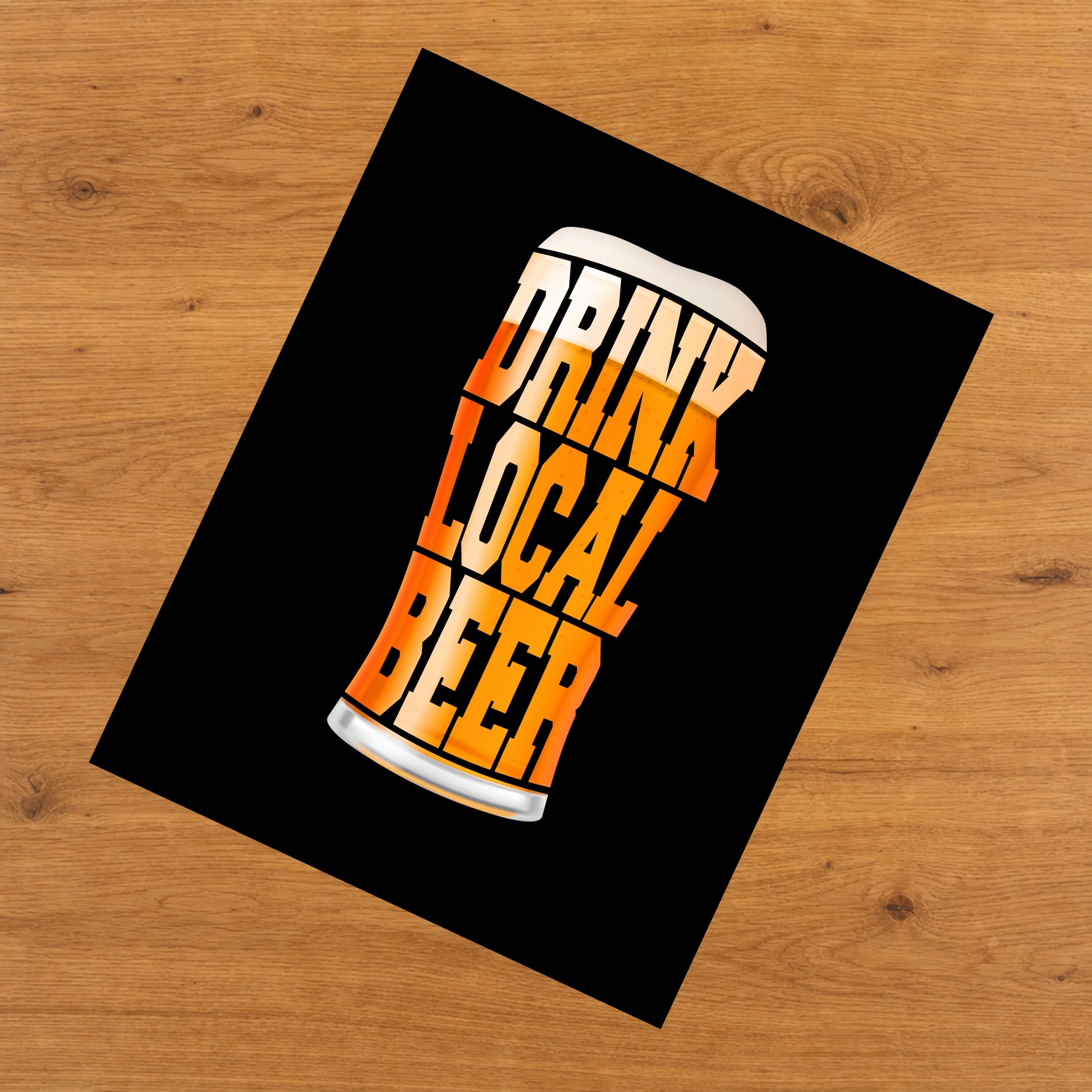 Drink Local Beer Craft Beer Pint 8"x10" Wall Art Print