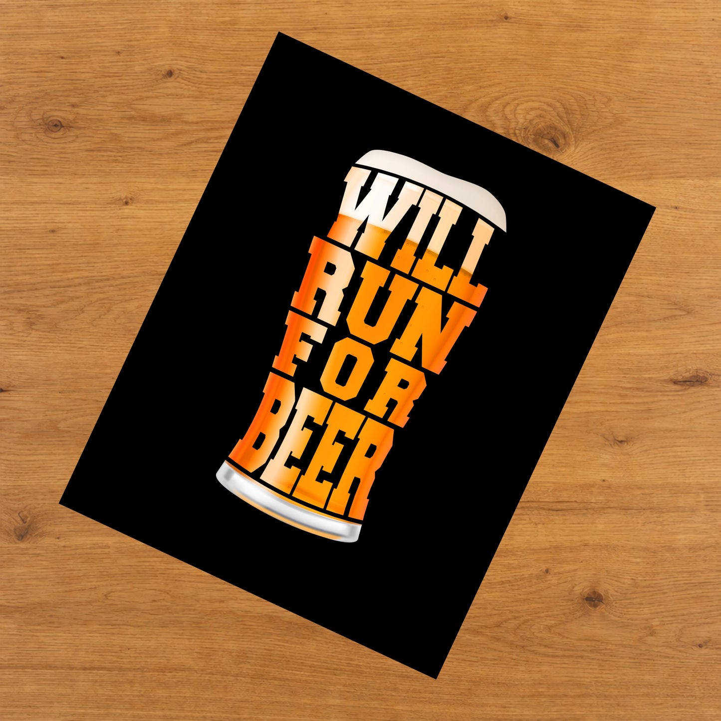 Will Run For Beer Funny Craft Beer Runner 8"x10" Wall Art Print