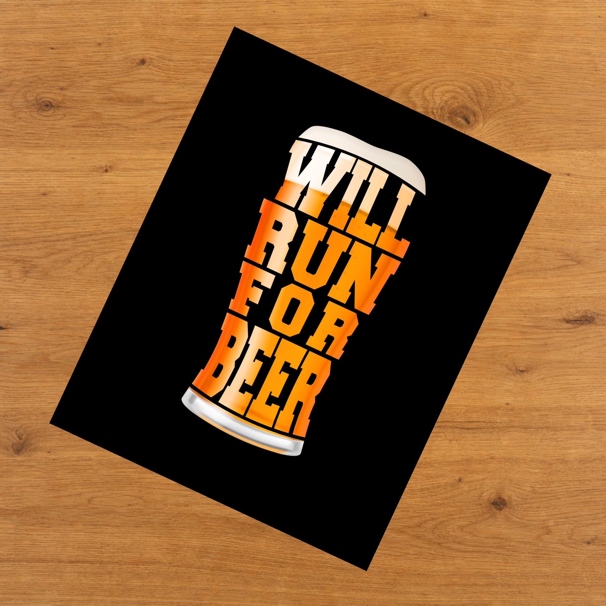 Will Run For Beer Funny Craft Beer Runner 8"x10" Wall Art Print