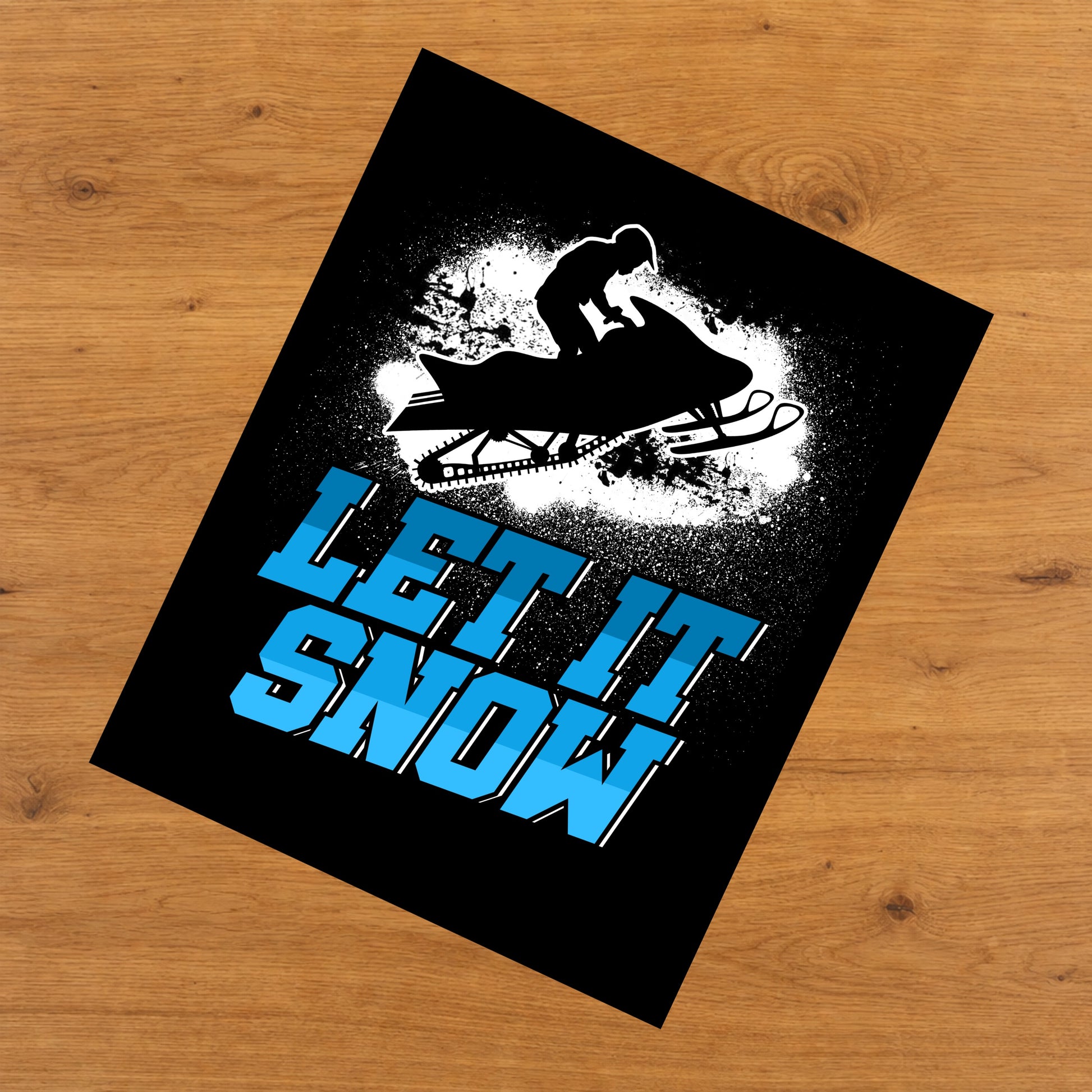 Let It Snow Funny Snowmobile 8"x10" Wall Art Print