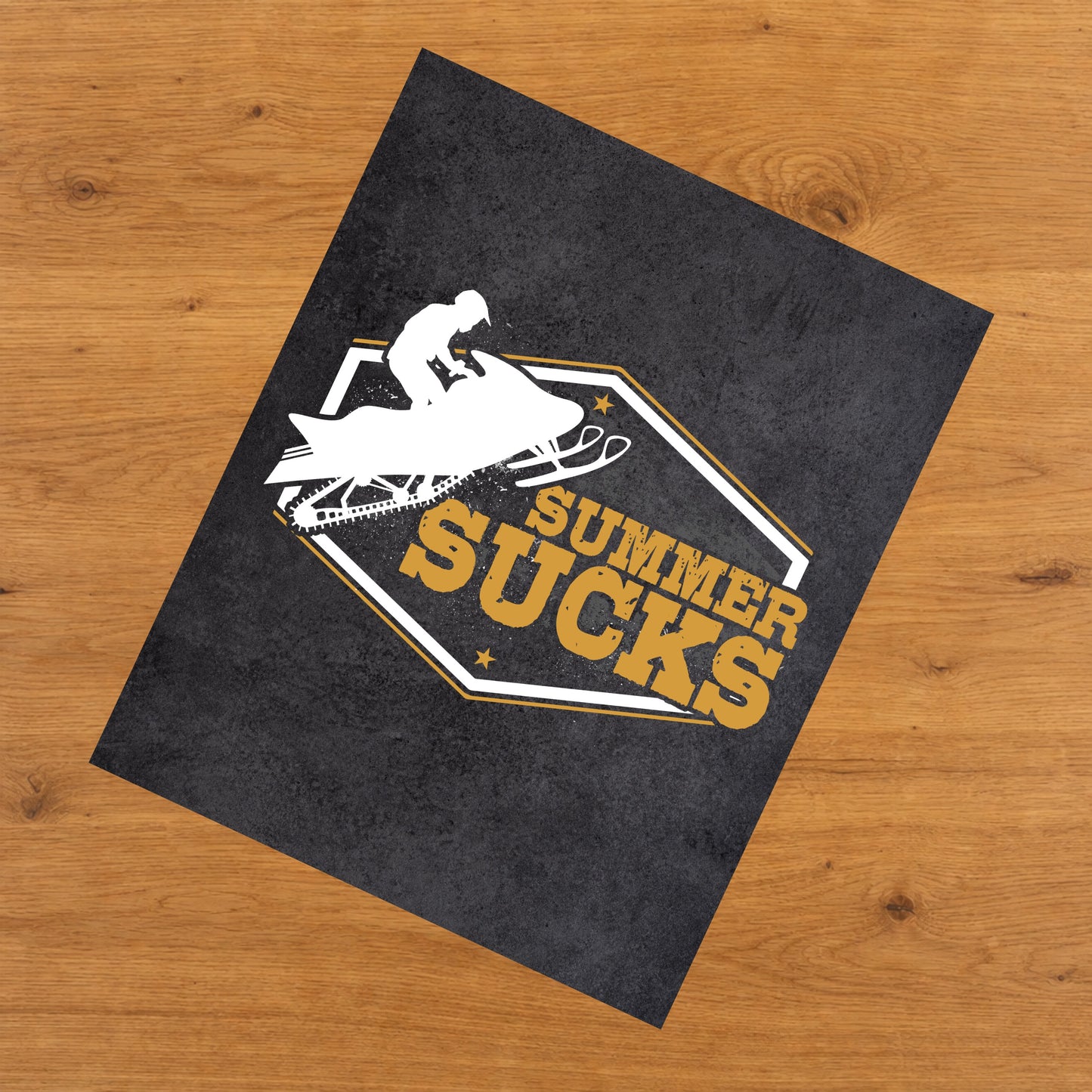 Summer Sucks Funny Snowmobiling 8"x10" Wall Art Print