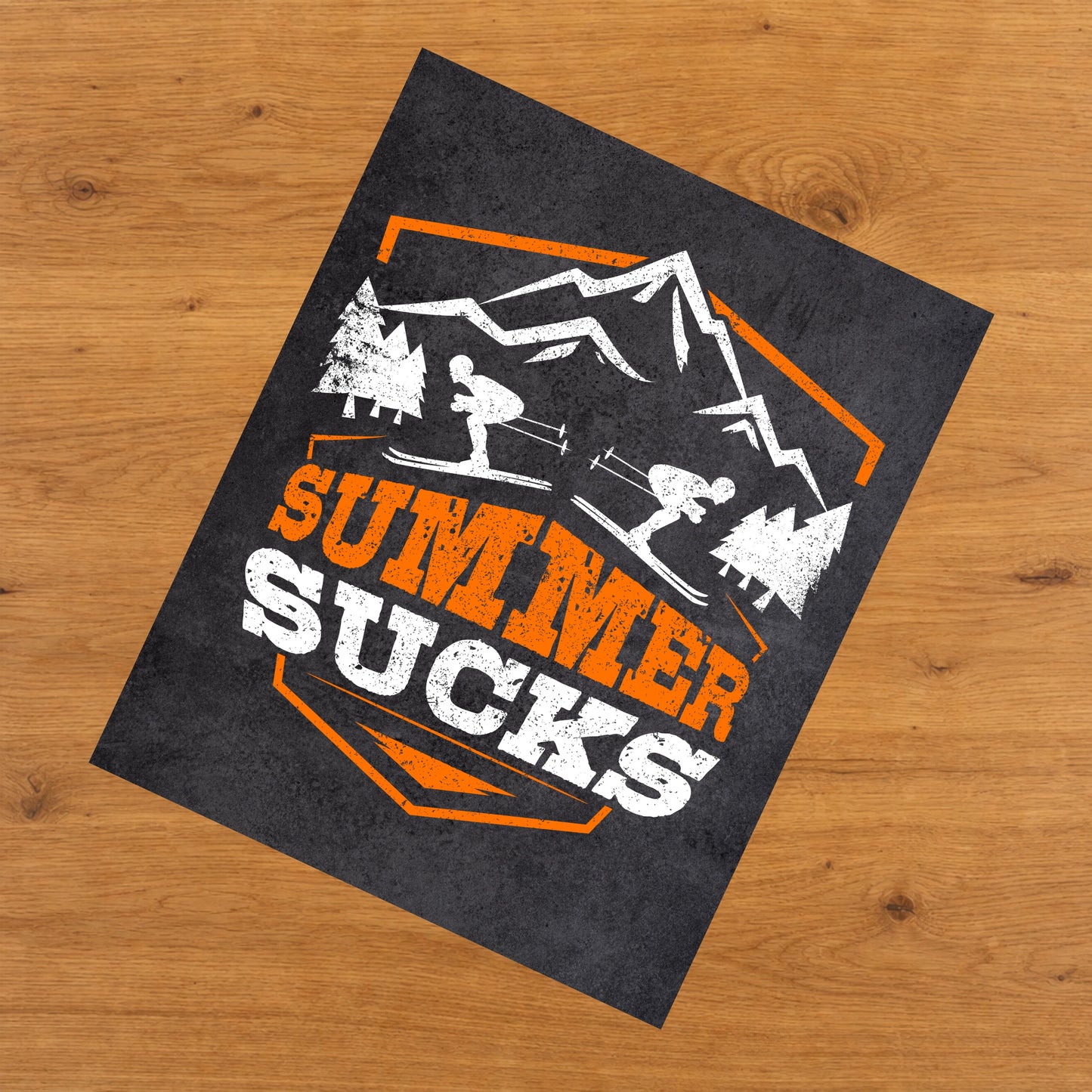 Summer Sucks Funny Skiing Graphic 8"x10" Wall Art Print
