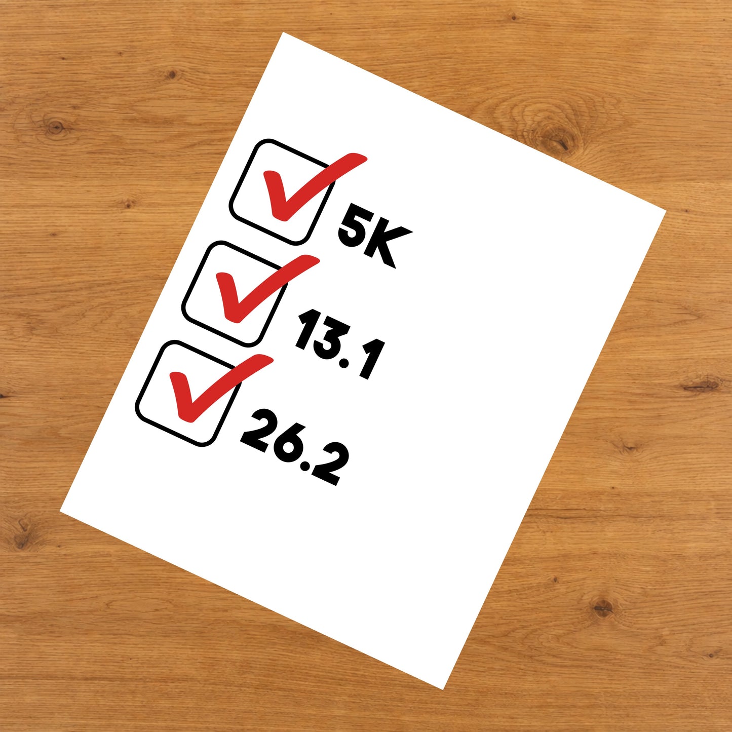 5K Half Marathon Full Marathon Runner Checklist 8"x10" Wall Art Print