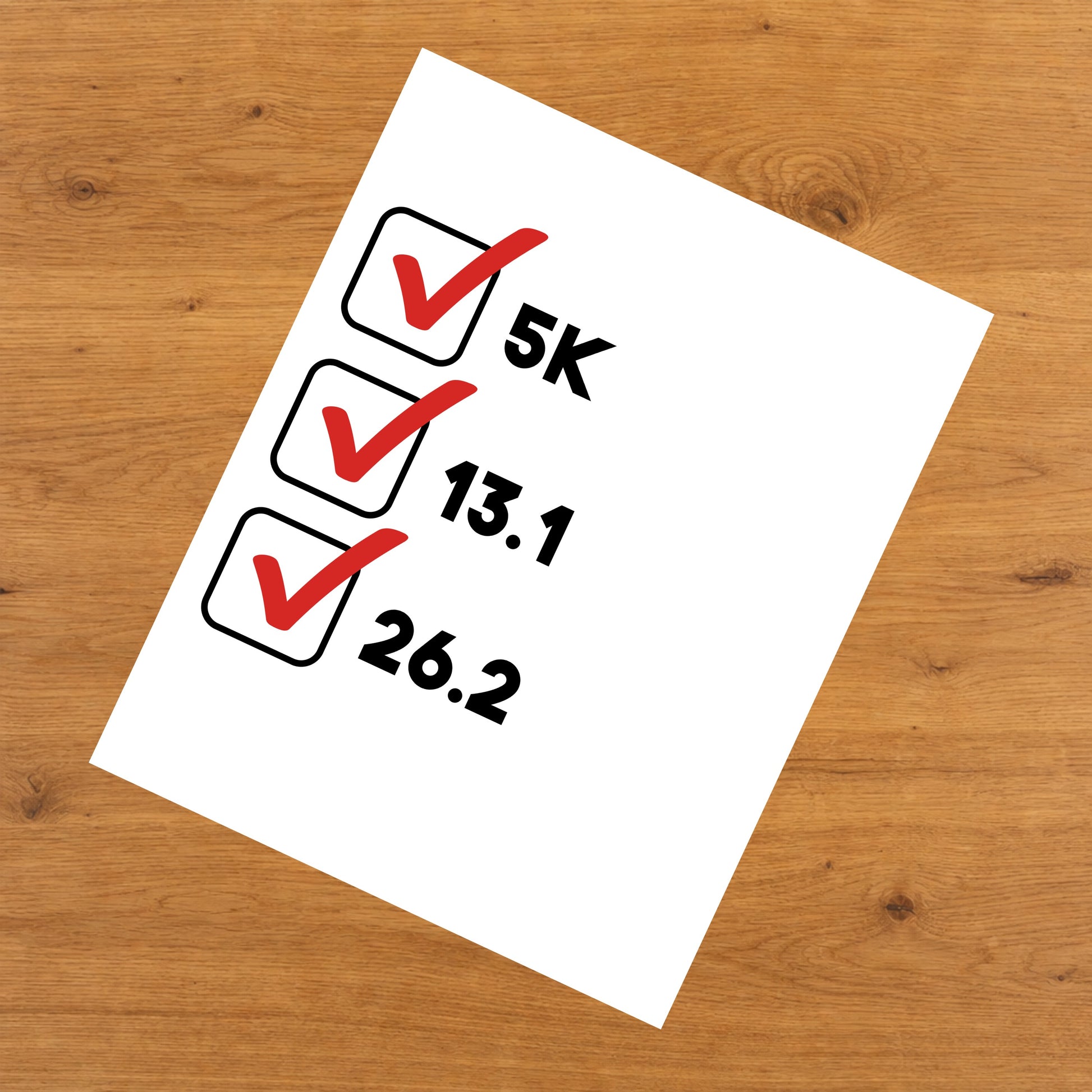 5K Half Marathon Full Marathon Runner Checklist 8"x10" Wall Art Print