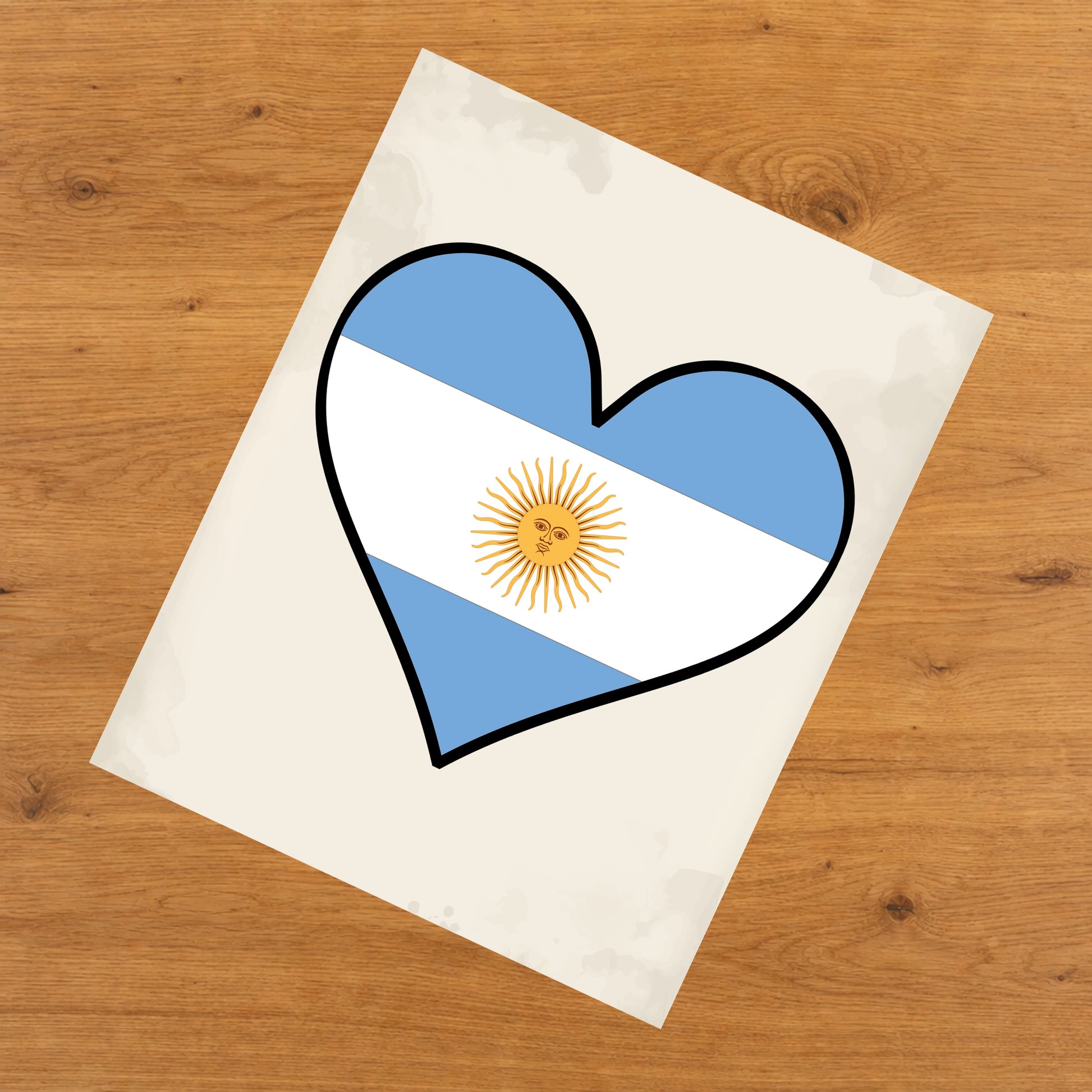 Argentinian Flag Heart Flag of Argentina 8"x10" Wall Art Print