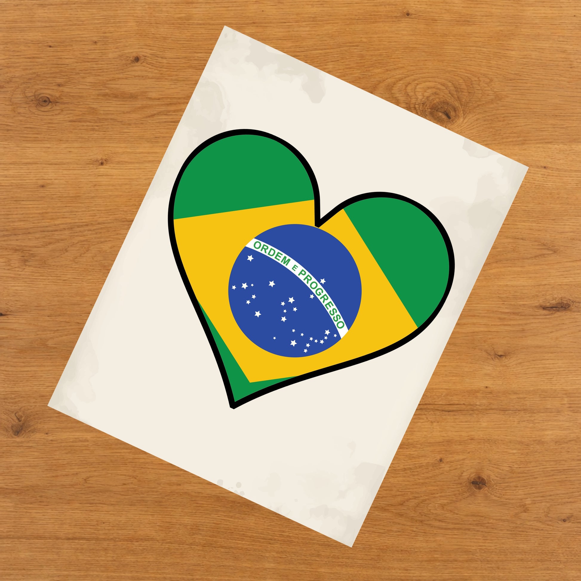 Brazilian Flag Heart Flag of Brazil 8"x10" Wall Art Print