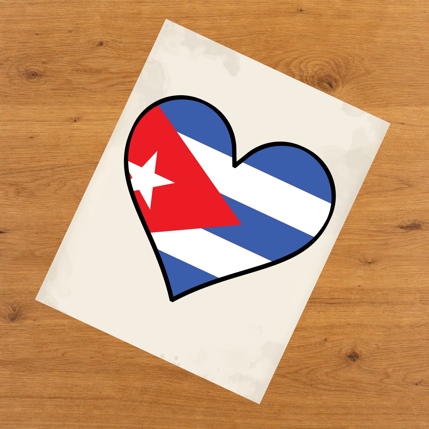 Cuban Flag Heart Flag of Cuba 8"x10" Wall Art Print
