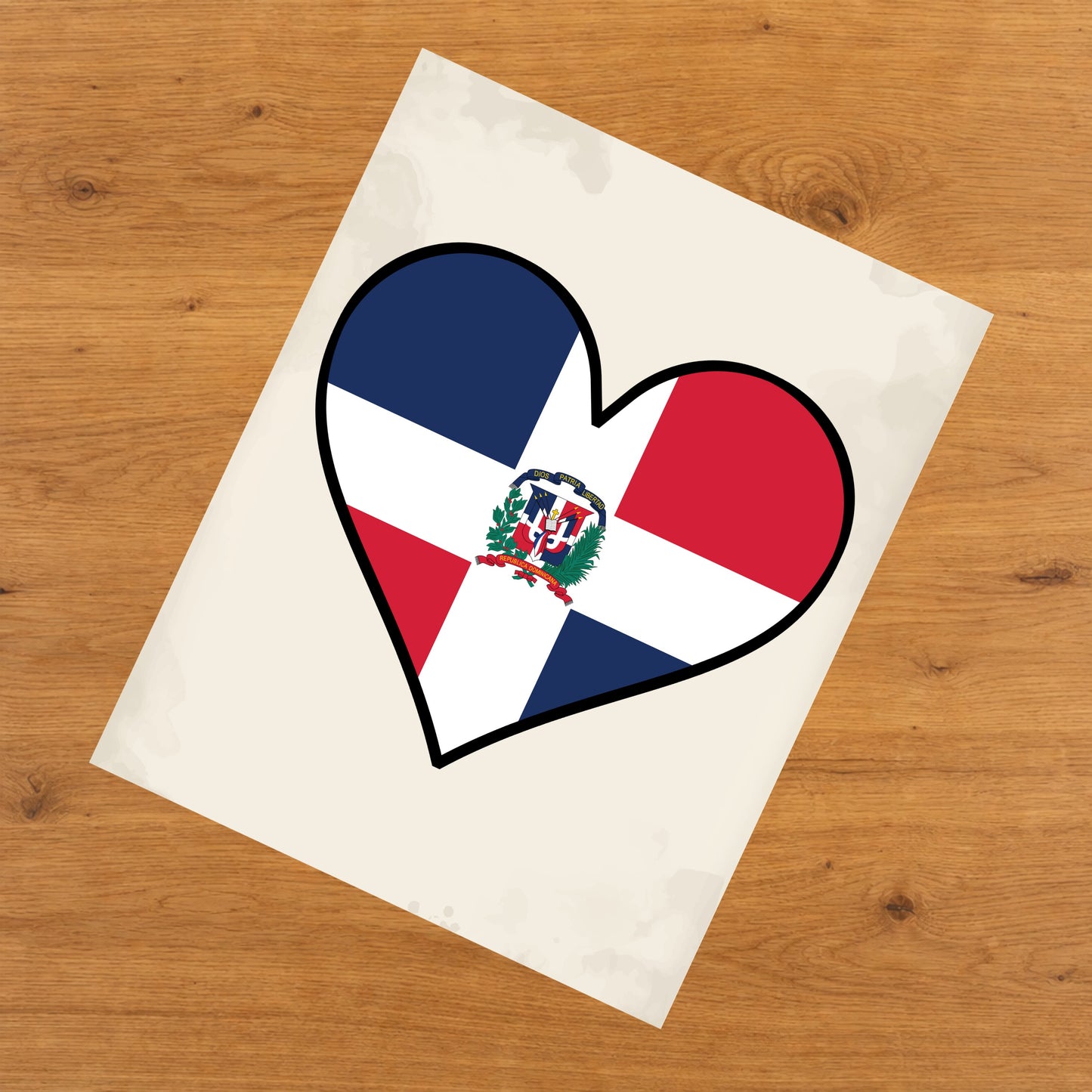 Dominican Flag Heart Flag of Dominican Republic 8"x10" Wall Art Print