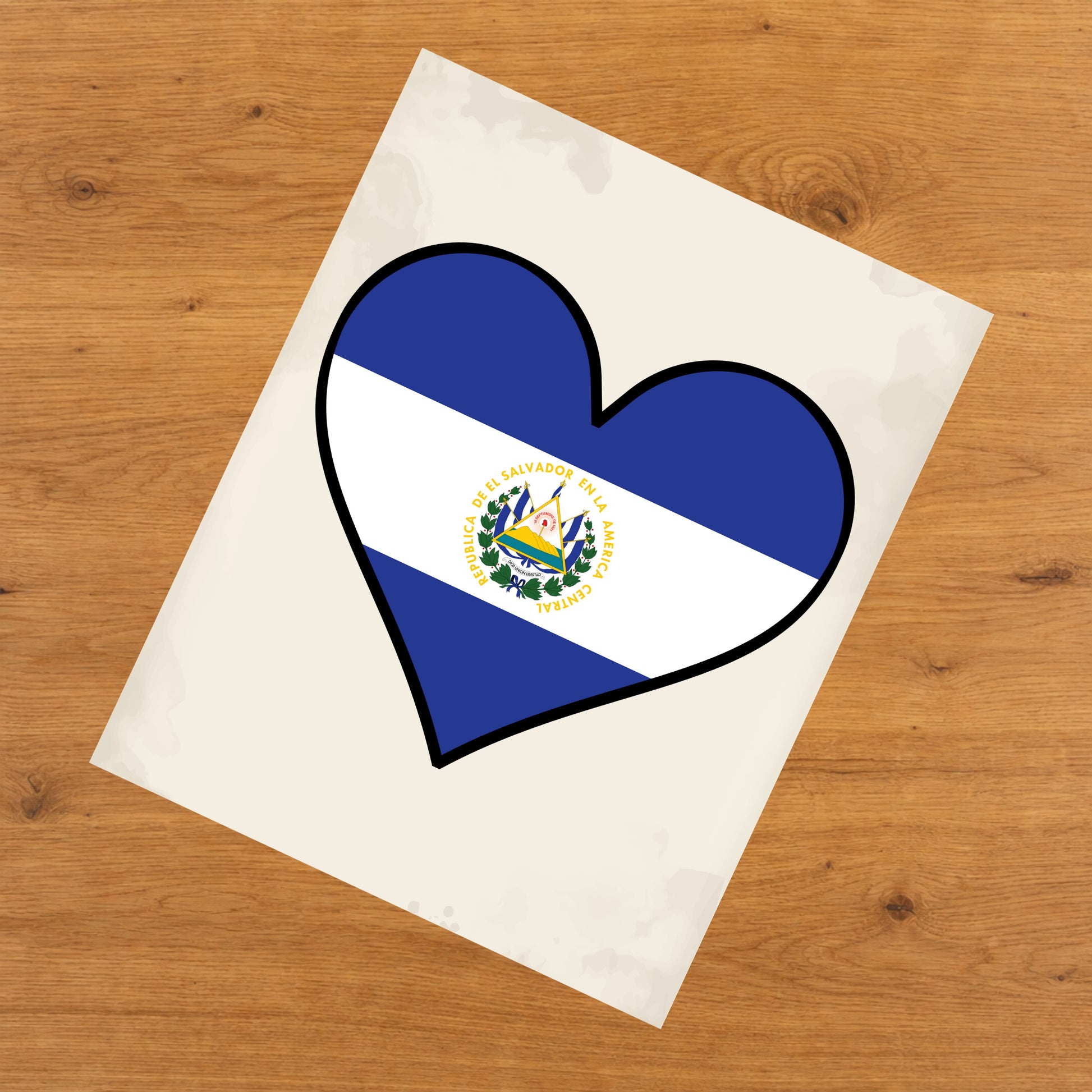 Salvadorian Flag Heart Flag of El Salvador 8"x10" Wall Art Print