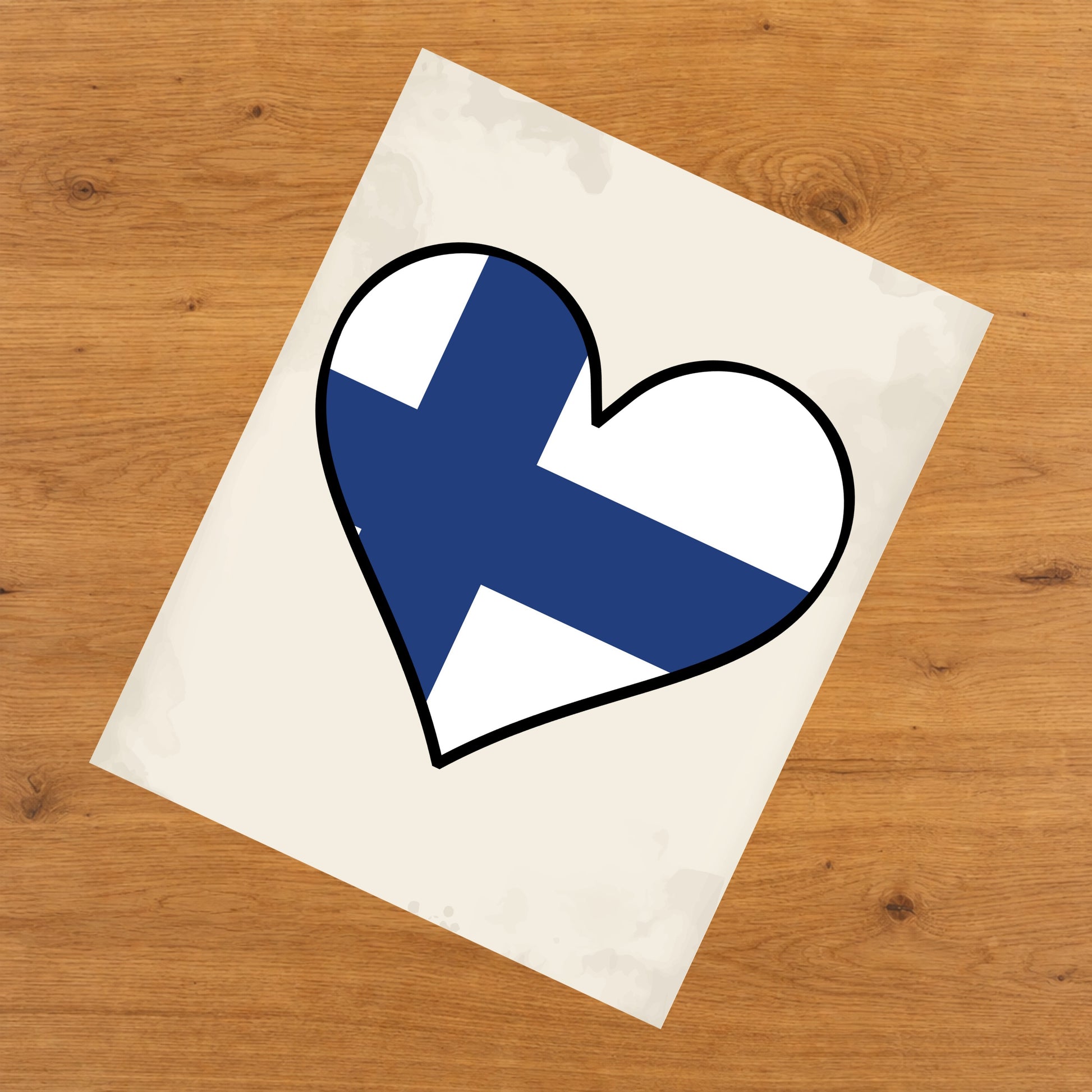 Finnish Flag Heart Flag of Finland 8"x10" Wall Art Print