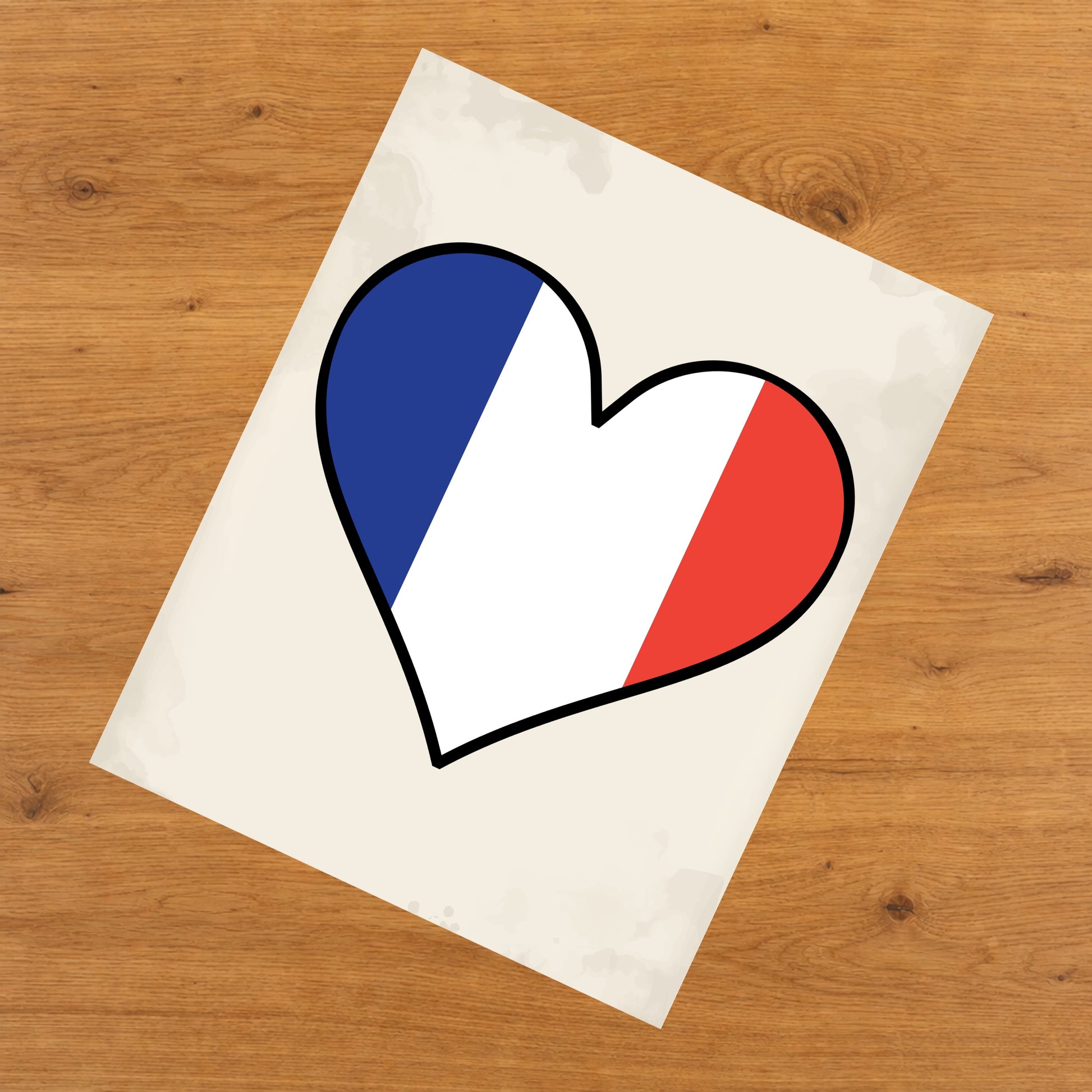 French Flag Heart Flag of France 8"x10" Wall Art Print