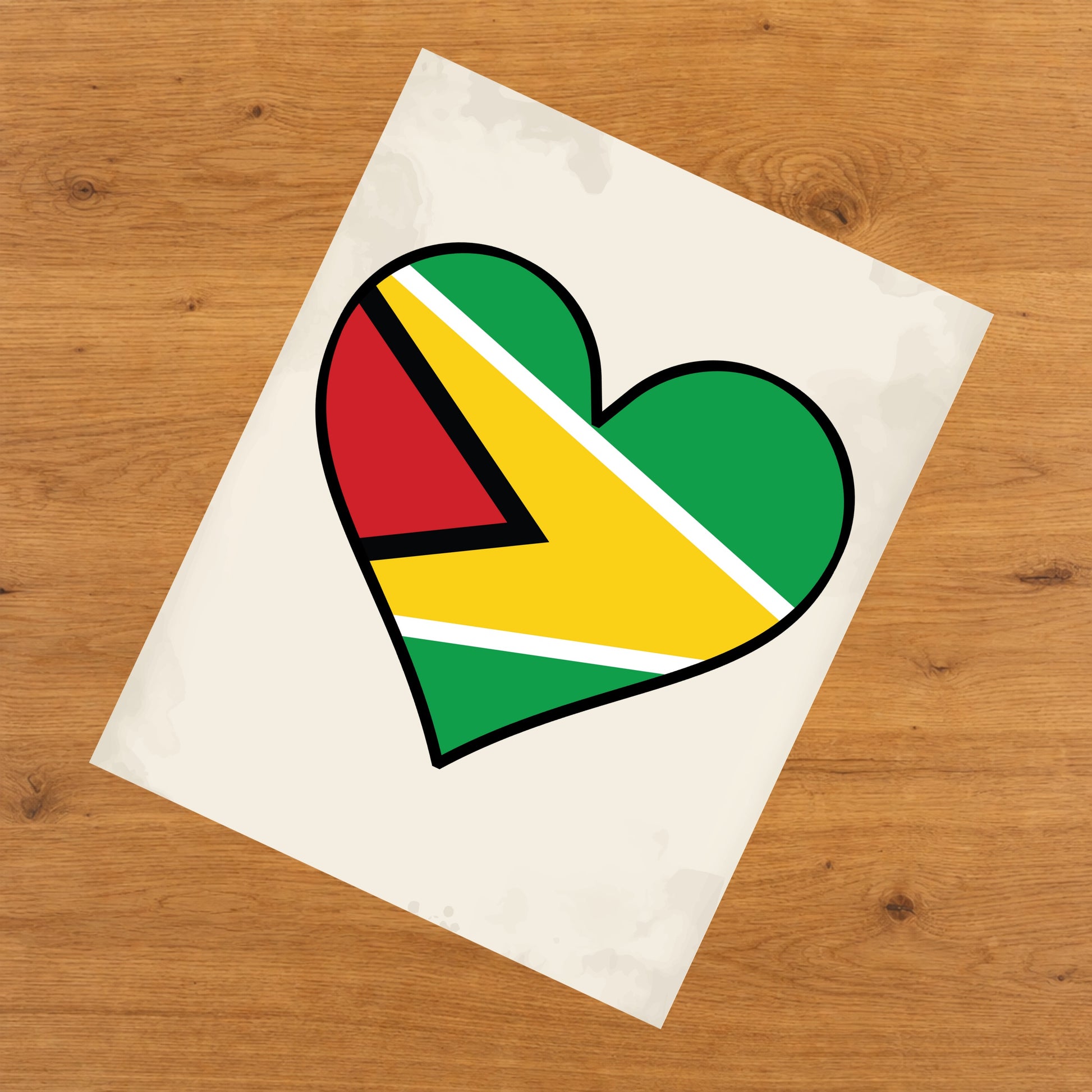 Guyanese Flag Heart Flag of Guyana 8"x10" Wall Art Print
