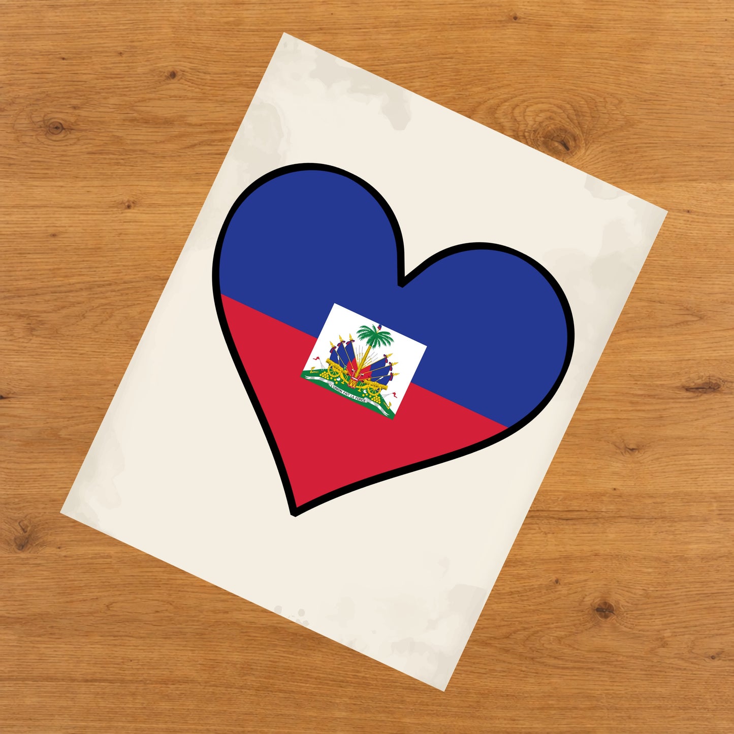 Haitian Flag Heart Flag of Haiti 8"x10" Wall Art Print