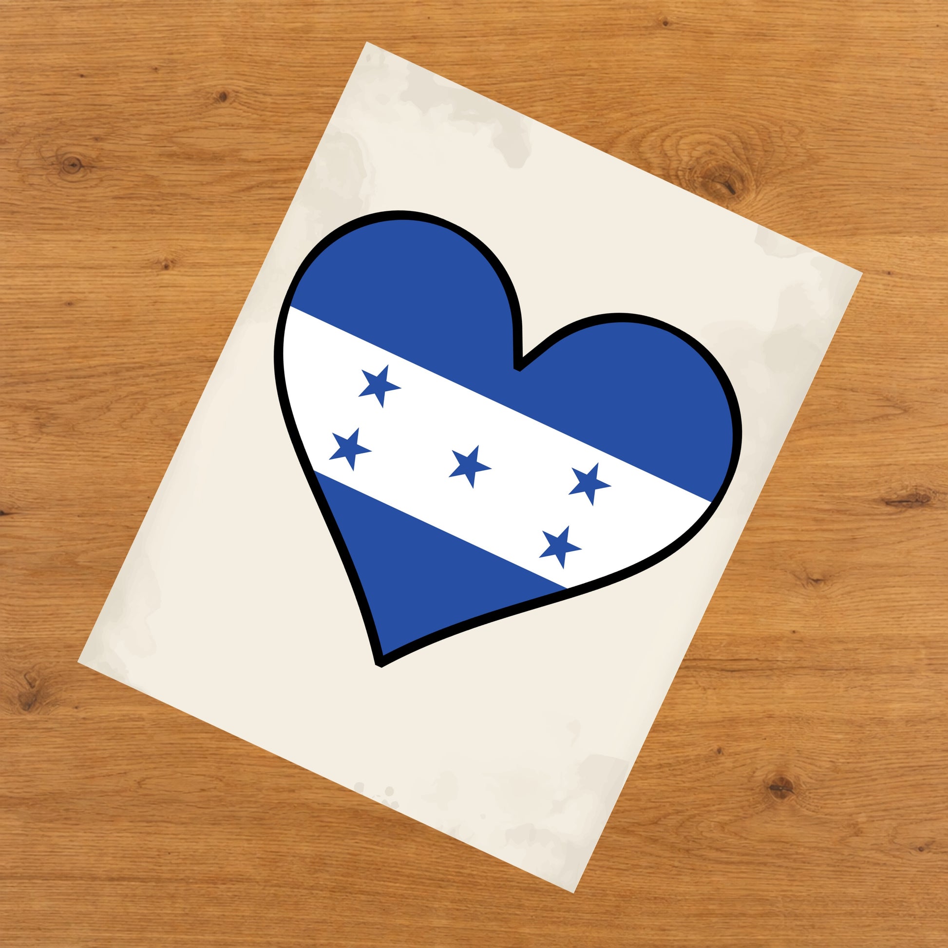 Honduran Flag Heart Flag of Honduras 8"x10" Wall Art Print