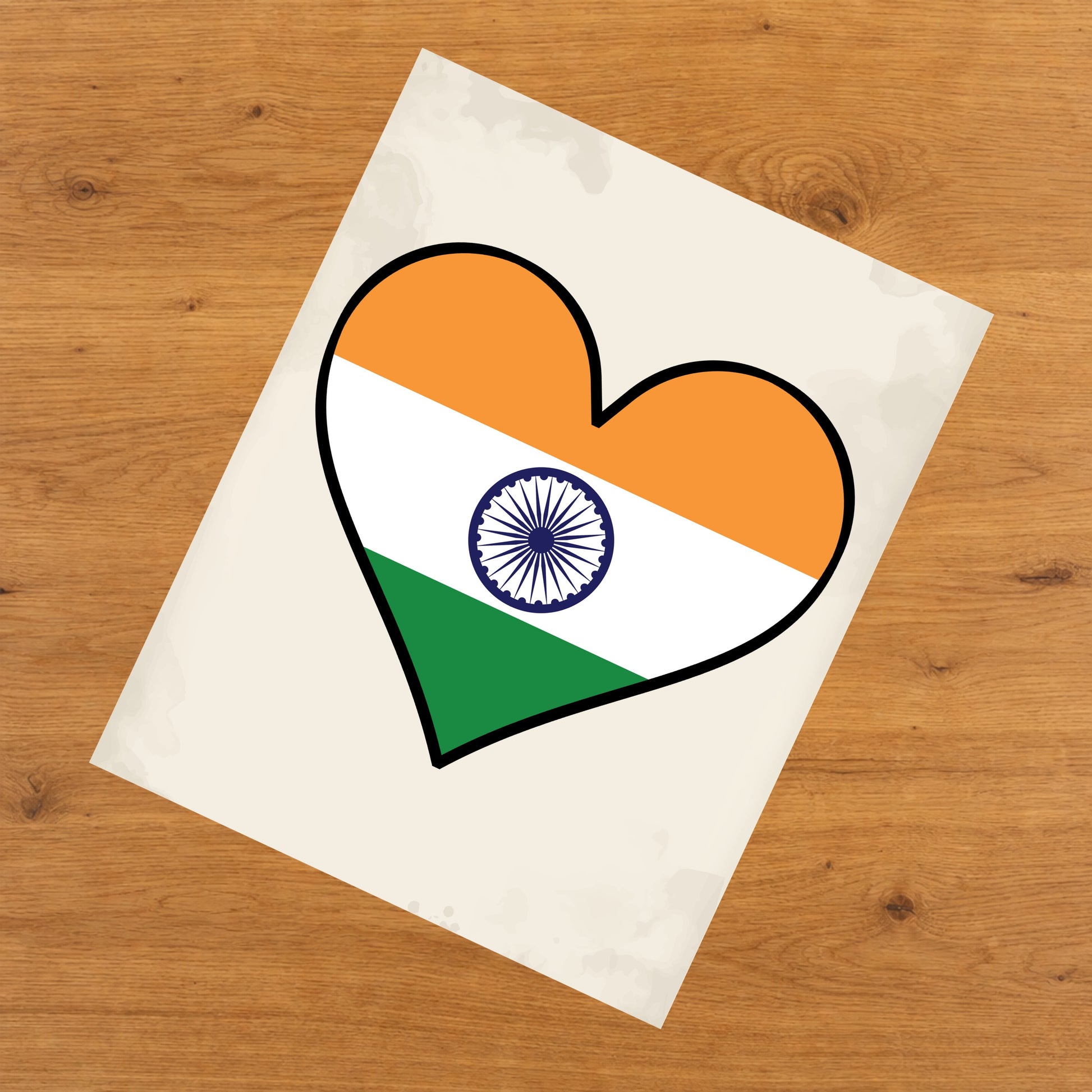 Indian Flag Heart Flag of India 8"x10" Wall Art Print