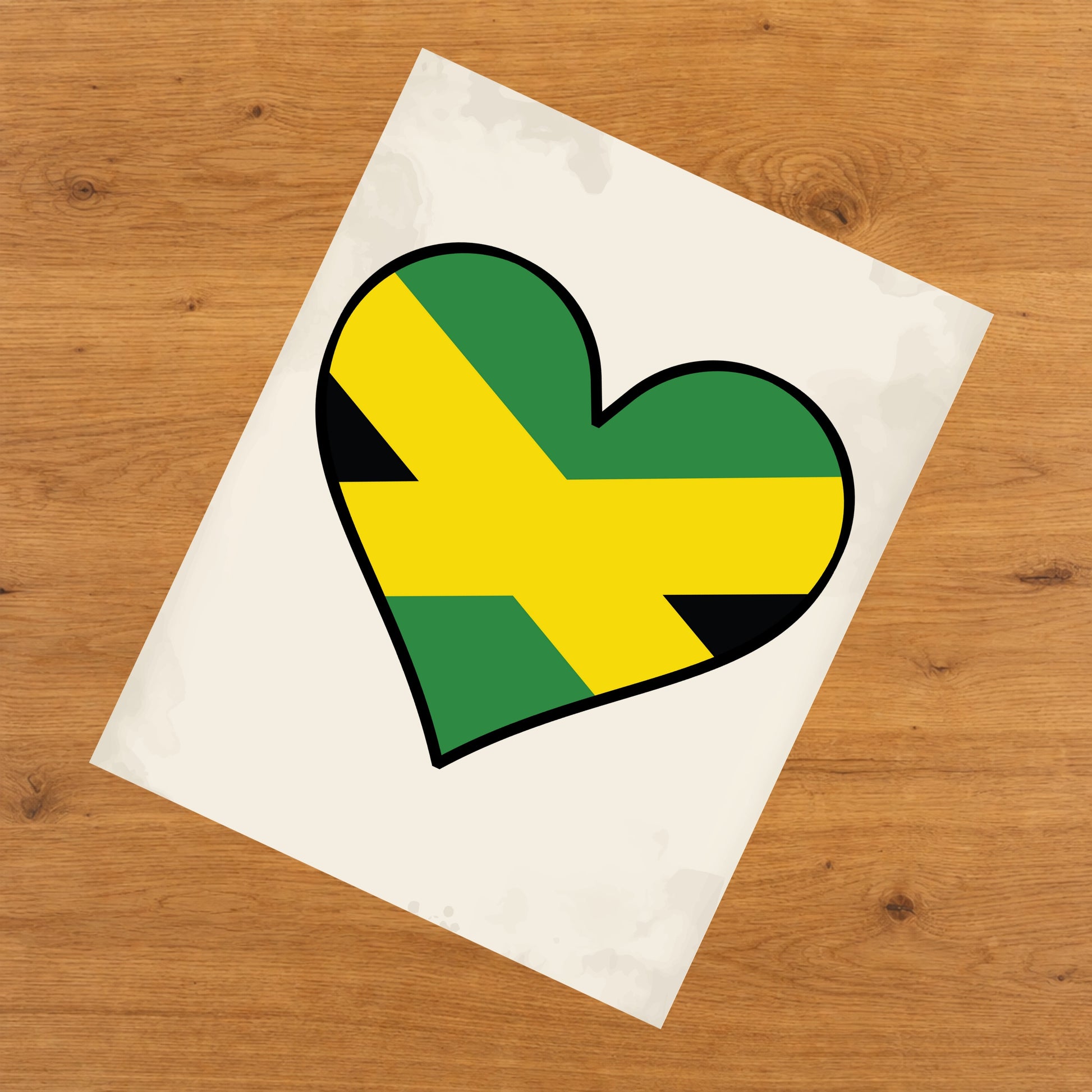Jamaican Flag Heart Flag of Jamaica 8"x10" Wall Art Print