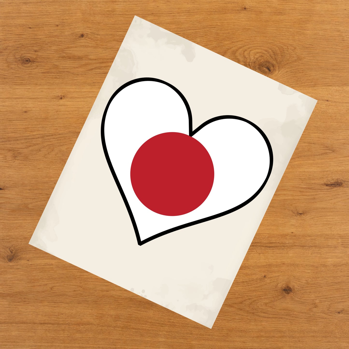 Japanese Flag Heart Flag of Japan 8"x10" Wall Art Print