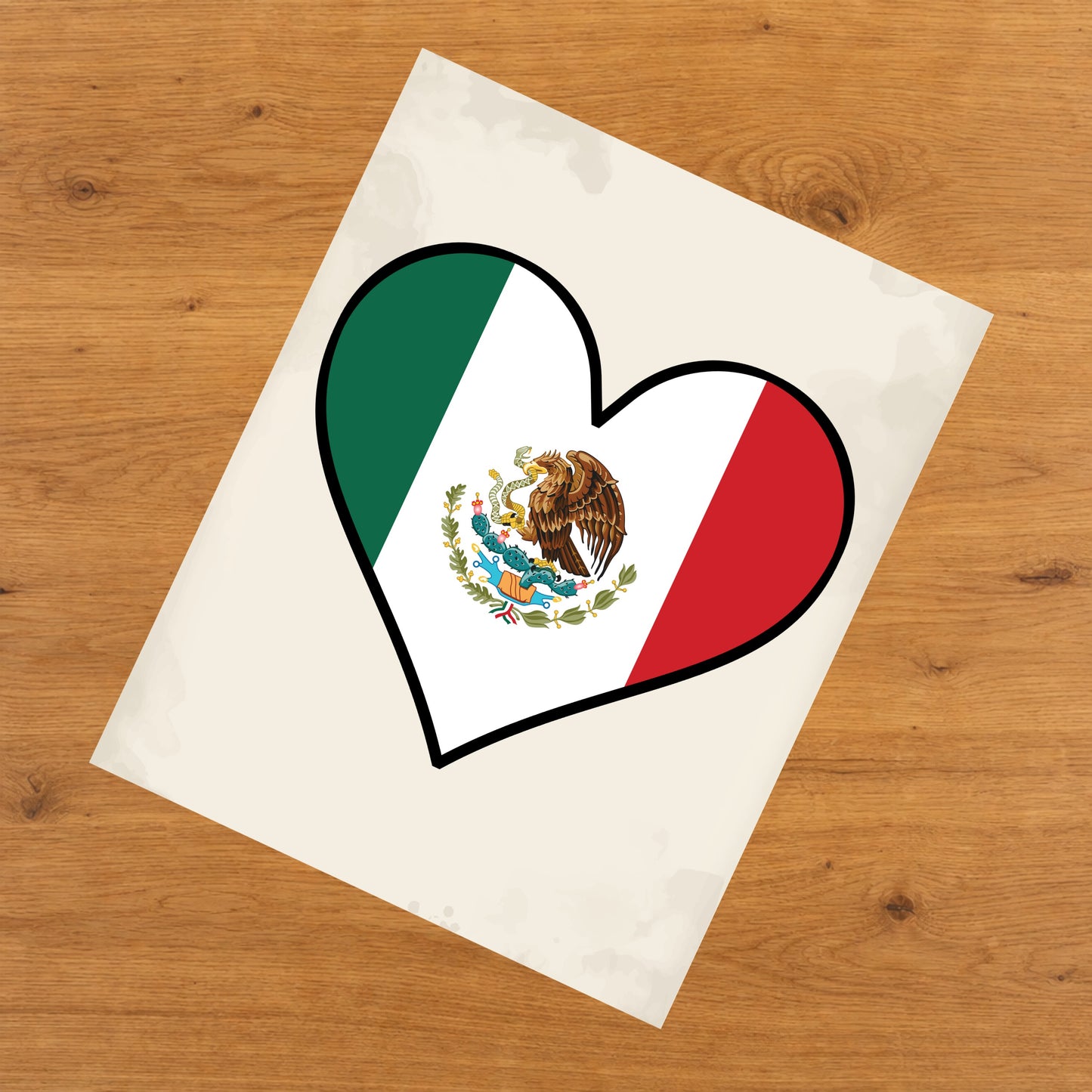 Mexican Flag Heart Flag of Mexico 8"x10" Wall Art Print