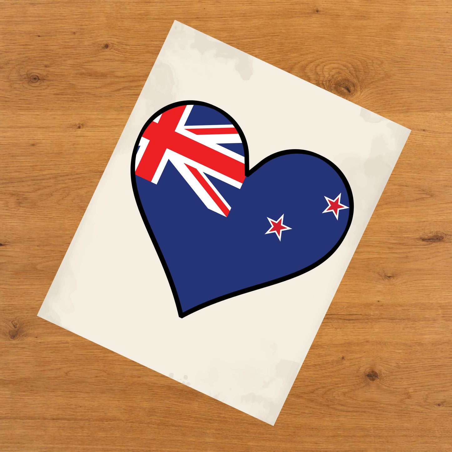 Kiwi Flag Heart Flag of New Zealand 8"x10" Wall Art Print