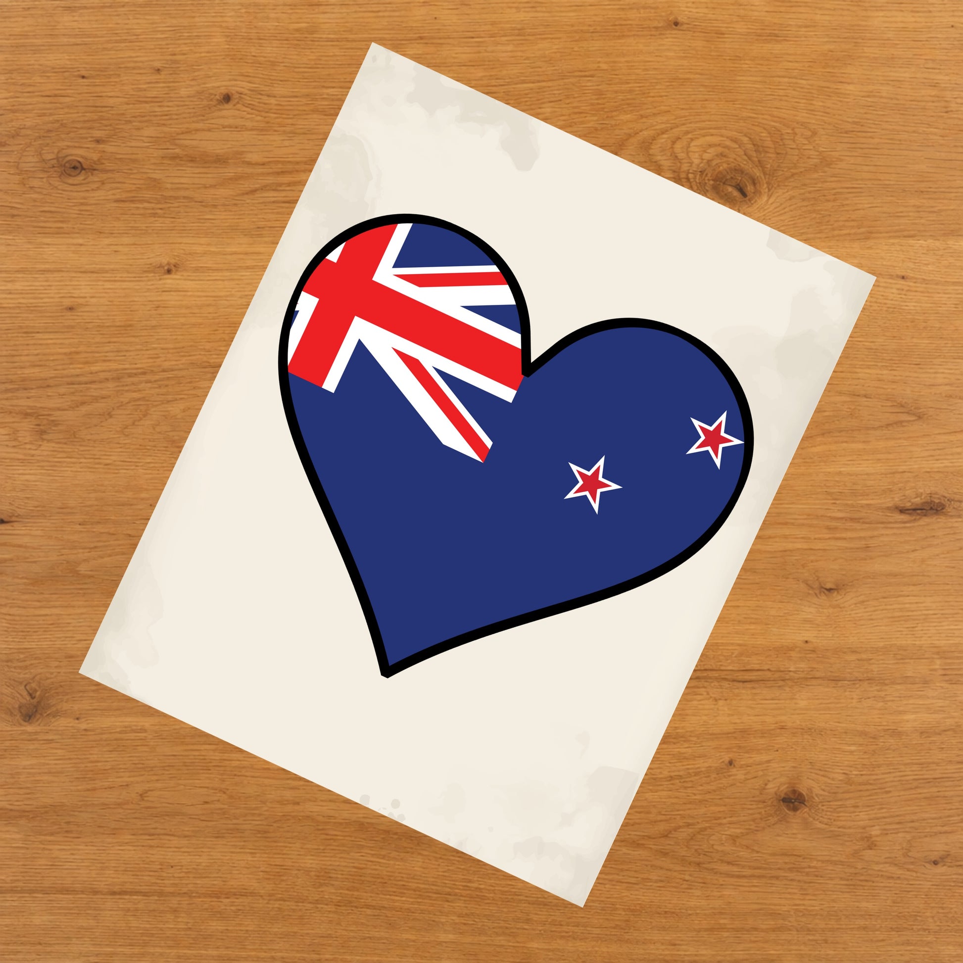 Kiwi Flag Heart Flag of New Zealand 8"x10" Wall Art Print