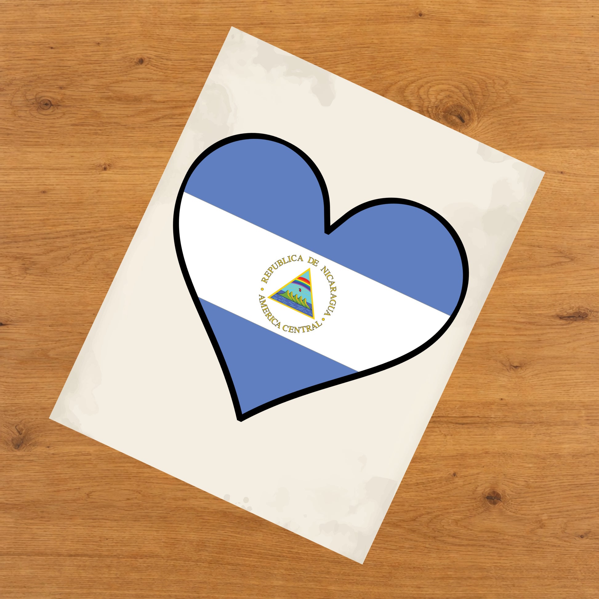 Nicaraguan Flag Heart Flag of Nicaragua 8"x10" Wall Art Print