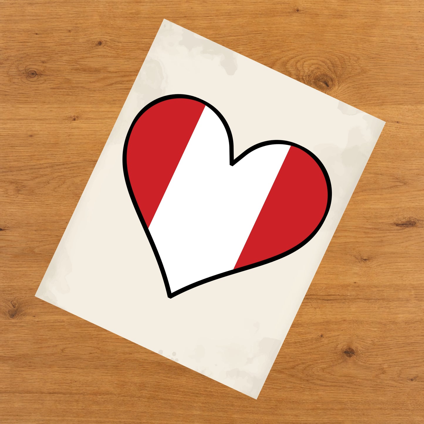 Peruvian Flag Heart Flag of Peru 8"x10" Wall Art Print