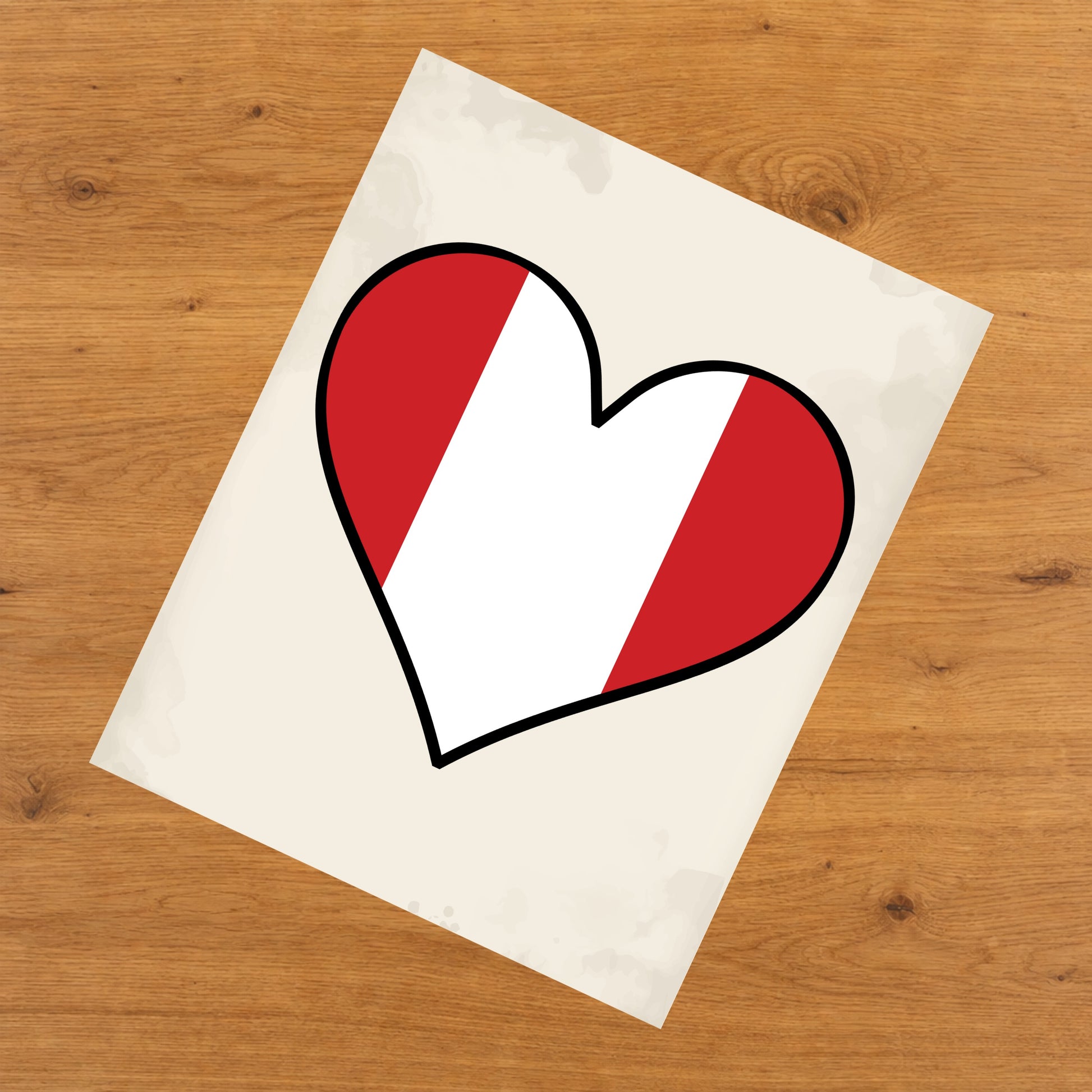 Peruvian Flag Heart Flag of Peru 8"x10" Wall Art Print