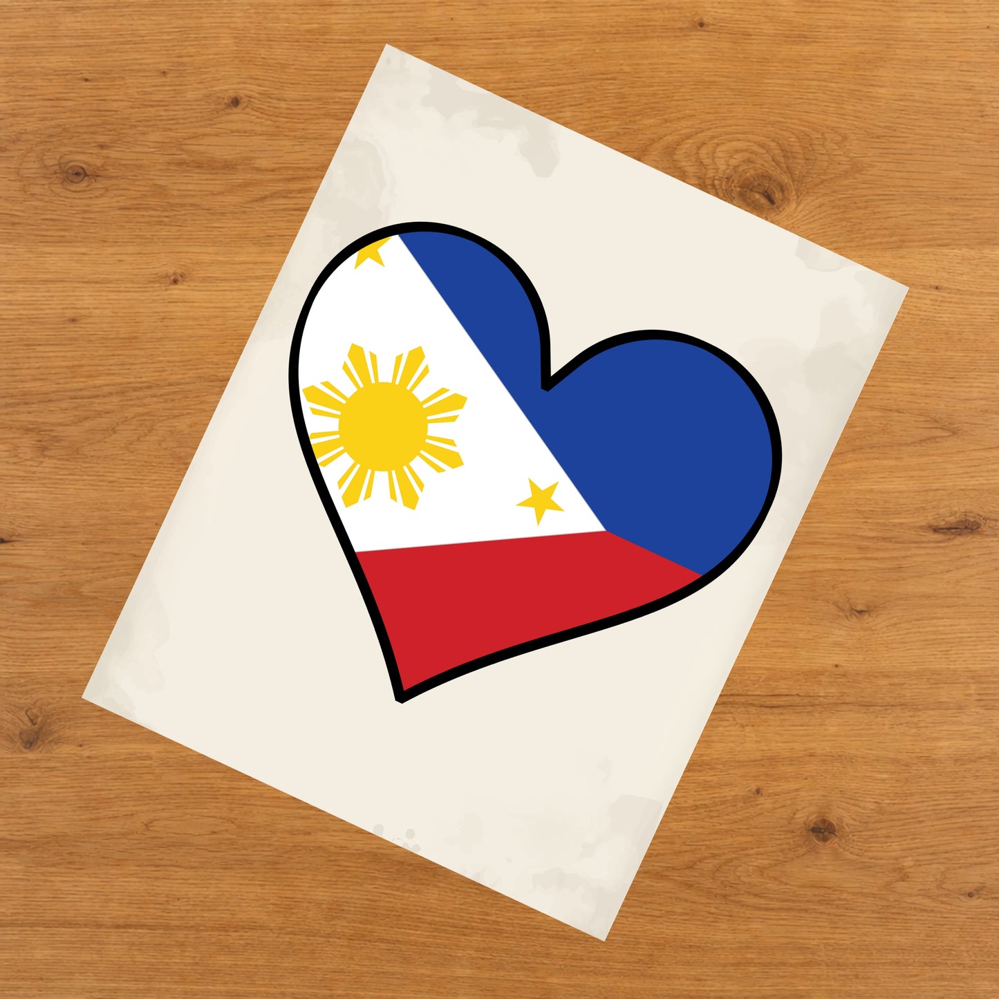 Filipino Flag Heart Flag of Philippines 8"x10" Wall Art Print