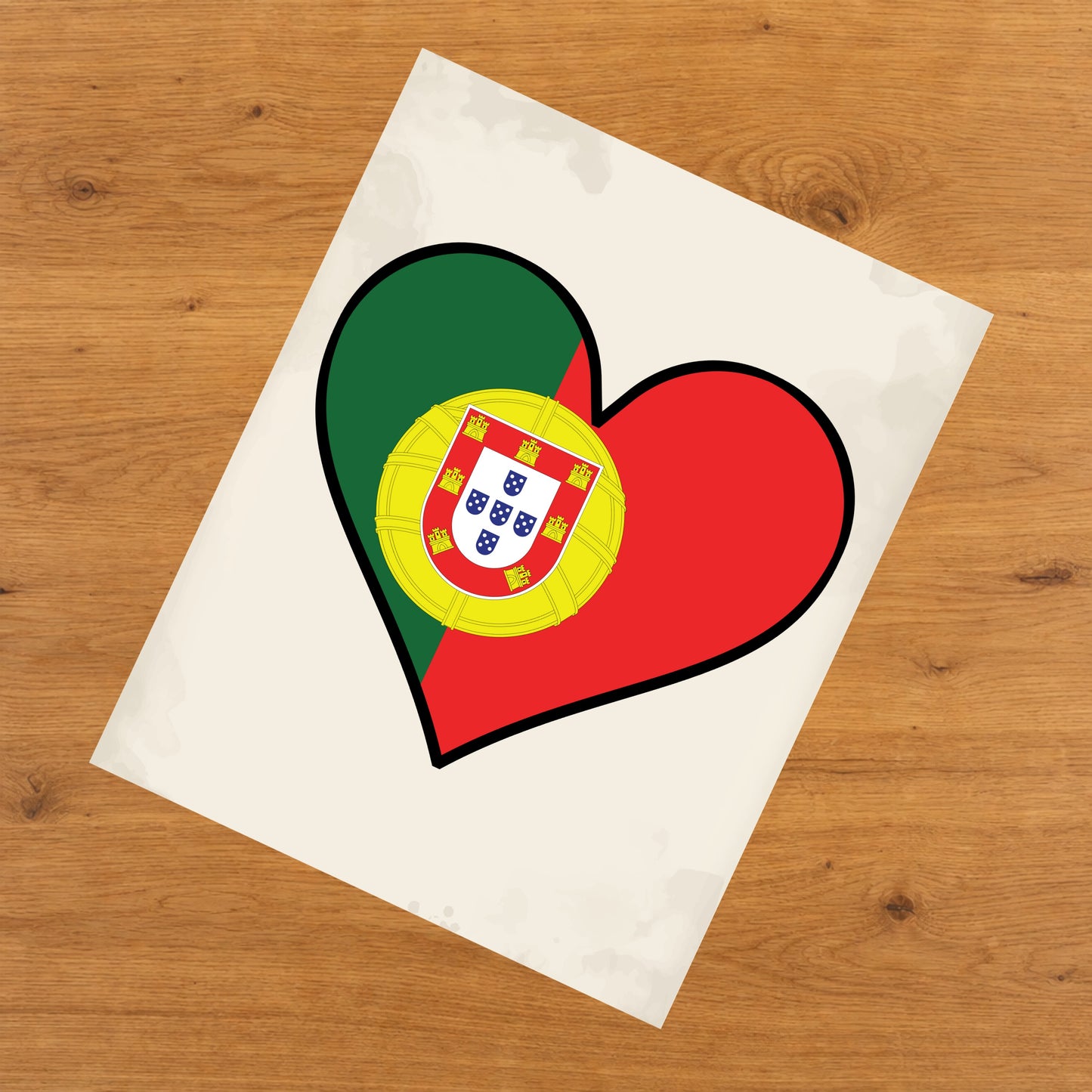 Portuguese Flag Heart Flag of Portugal 8"x10" Wall Art Print