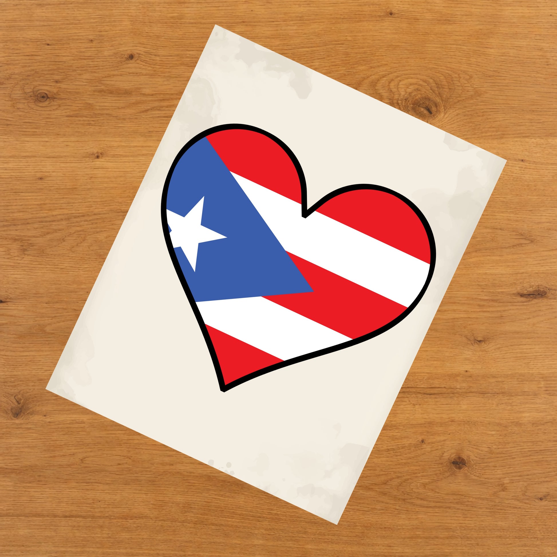 Puerto Rican Flag Heart Flag of Puerto Rico 8"x10" Wall Art Print