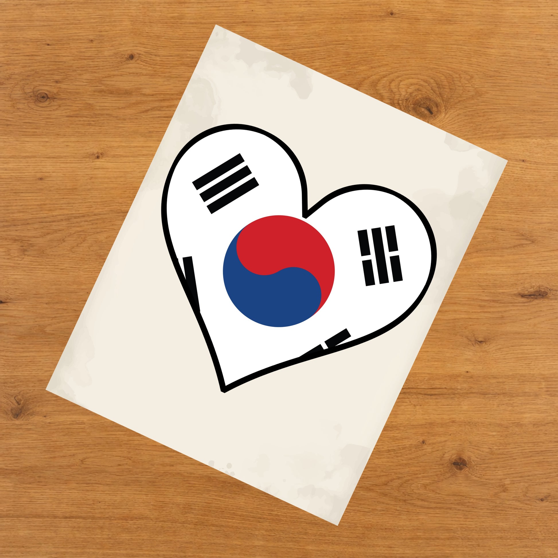 Korean Flag Heart Flag of South Korea 8"x10" Wall Art Print