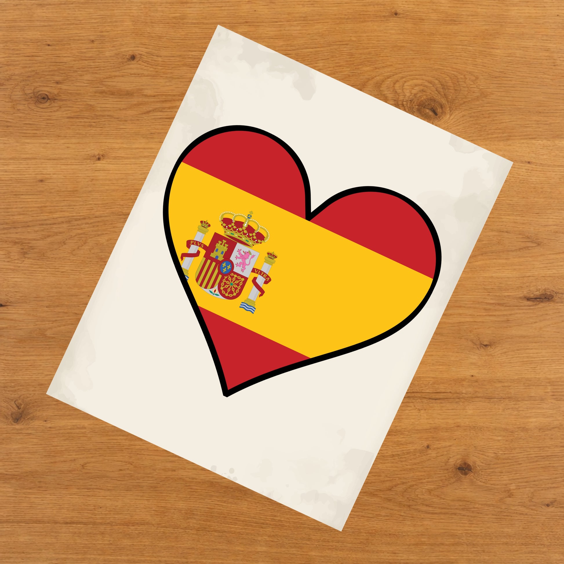 Spanish Flag Heart Flag of Spain 8"x10" Wall Art Print