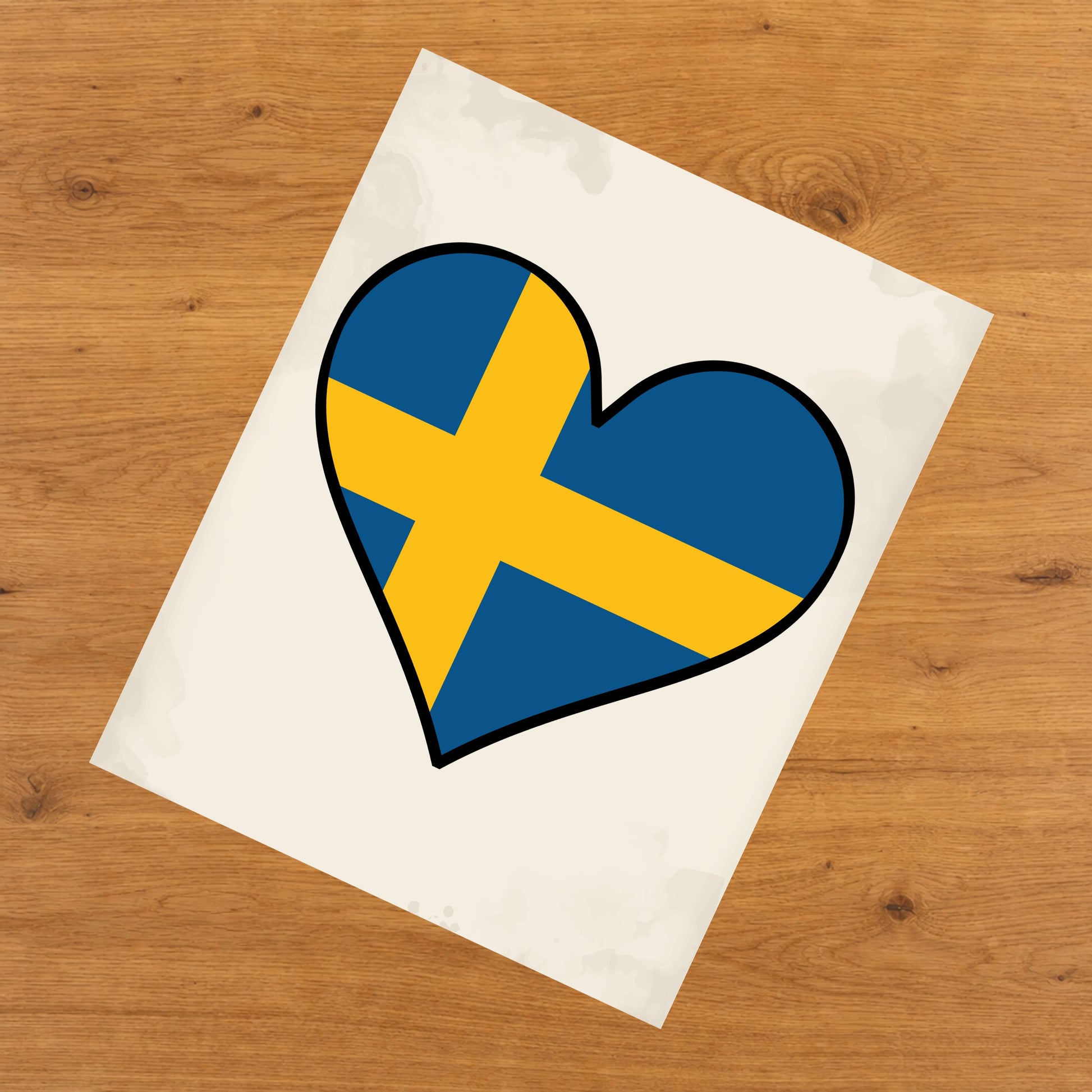 Swedish Flag Heart Flag of Sweden 8"x10" Wall Art Print