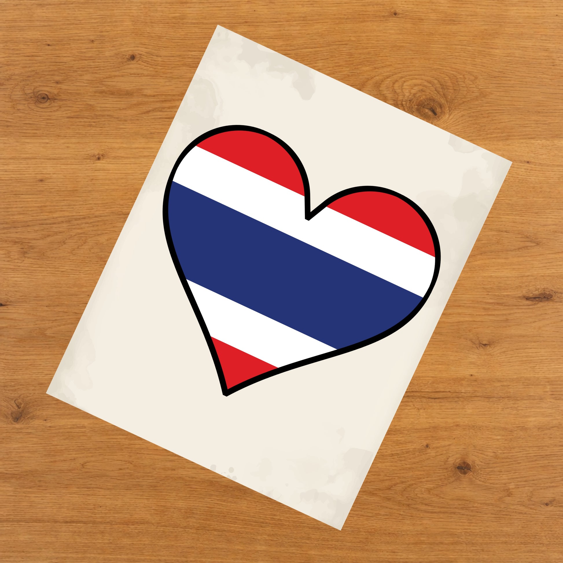 Thai Flag Heart Flag of Thailand 8"x10" Wall Art Print