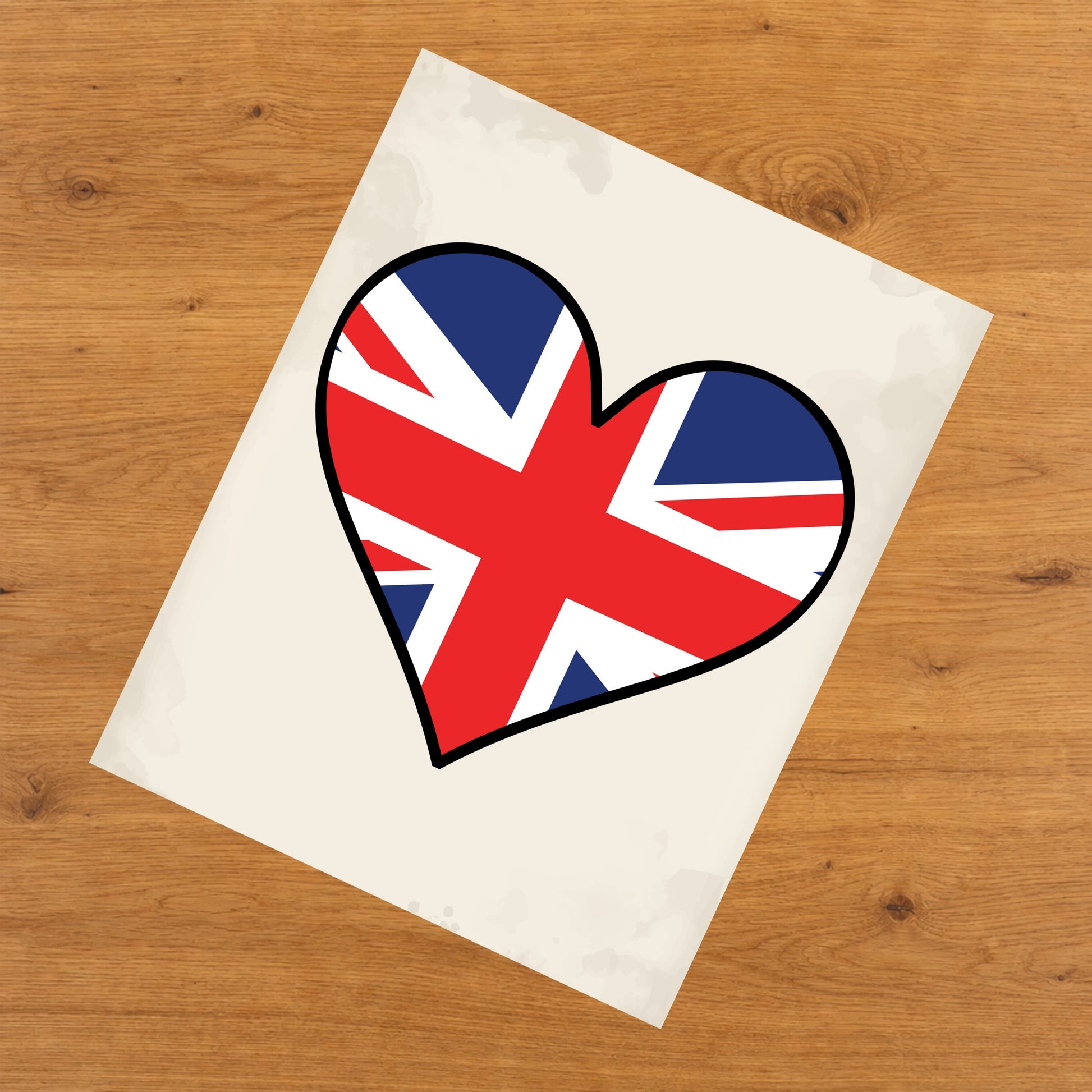 British Flag Heart Flag of United Kingdom 8"x10" Wall Art Print