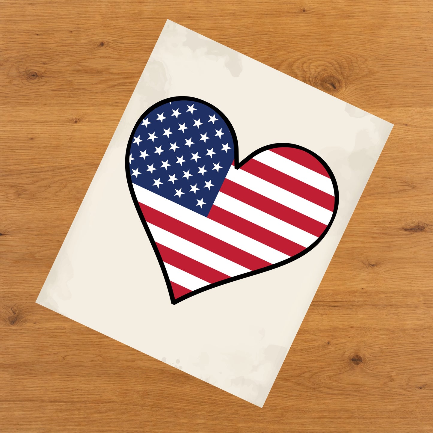 American Flag Heart Flag of United States 8"x10" Wall Art Print