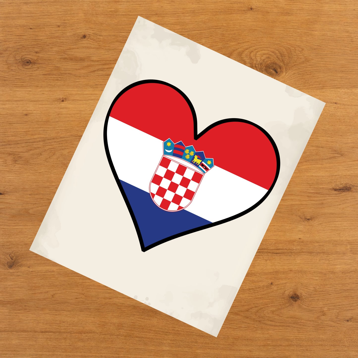 Croatian Flag Heart Flag of Croatia 8"x10" Wall Art Print