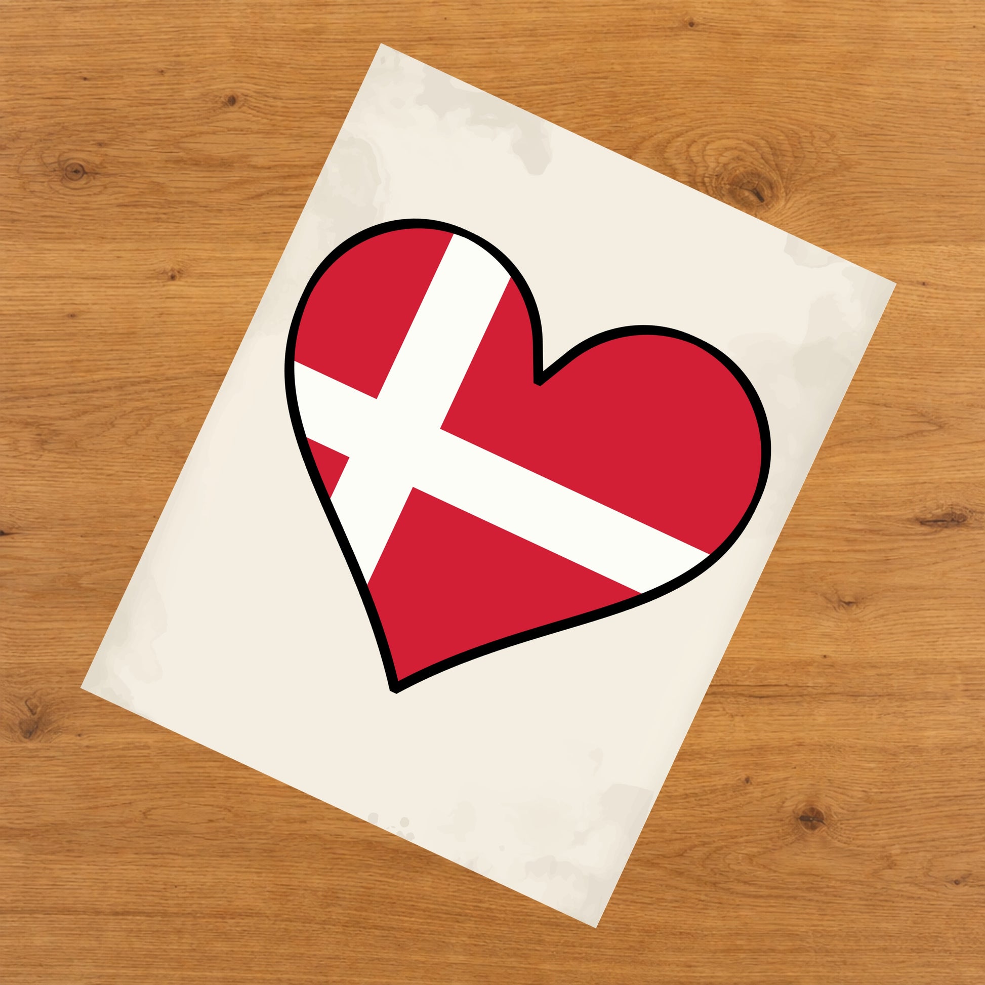 Danish Flag Heart Flag of Denmark 8"x10" Wall Art Print
