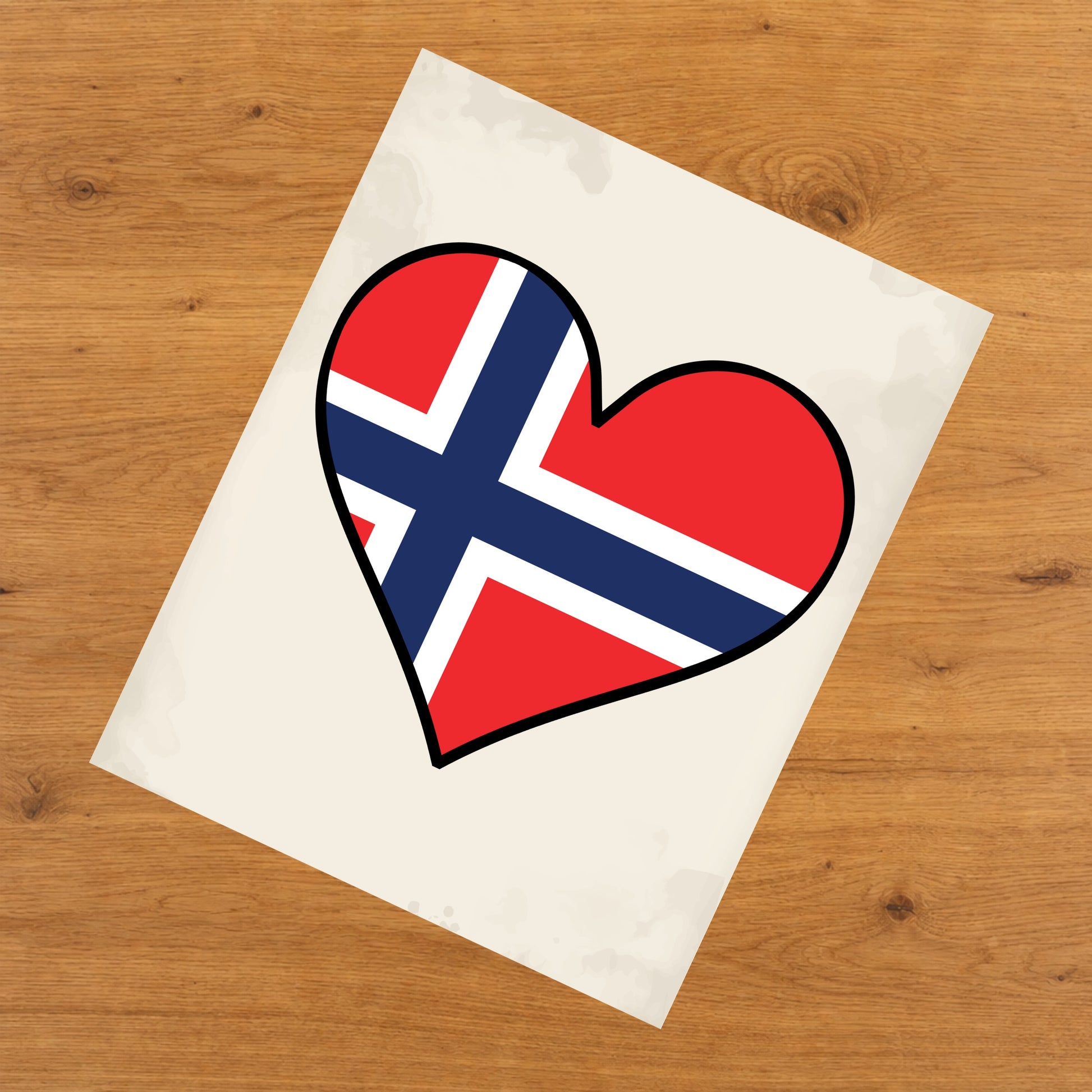 Norwegian Flag Heart Flag of Norway 8"x10" Wall Art Print