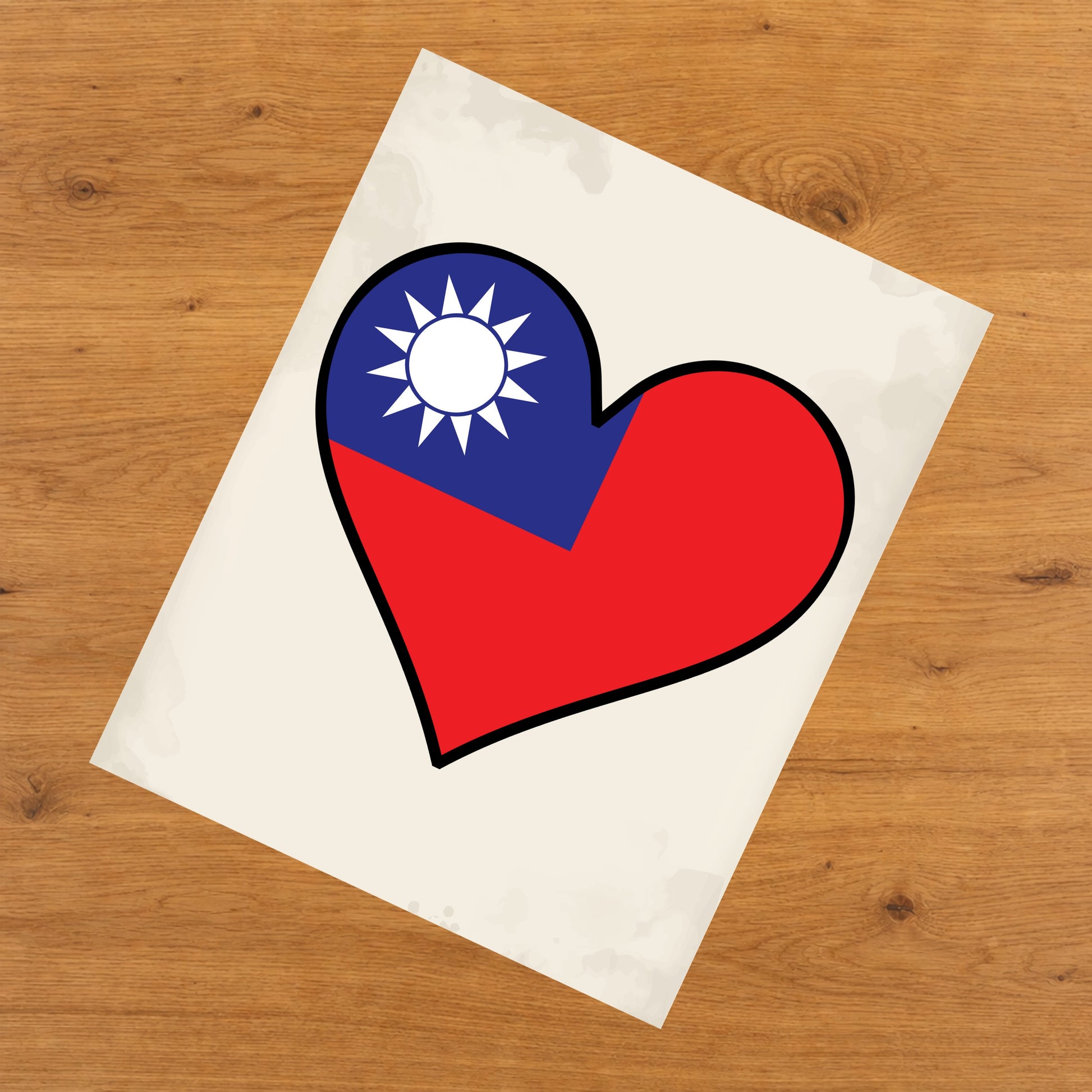 Taiwanese Flag Heart Flag of Taiwan 8"x10" Wall Art Print