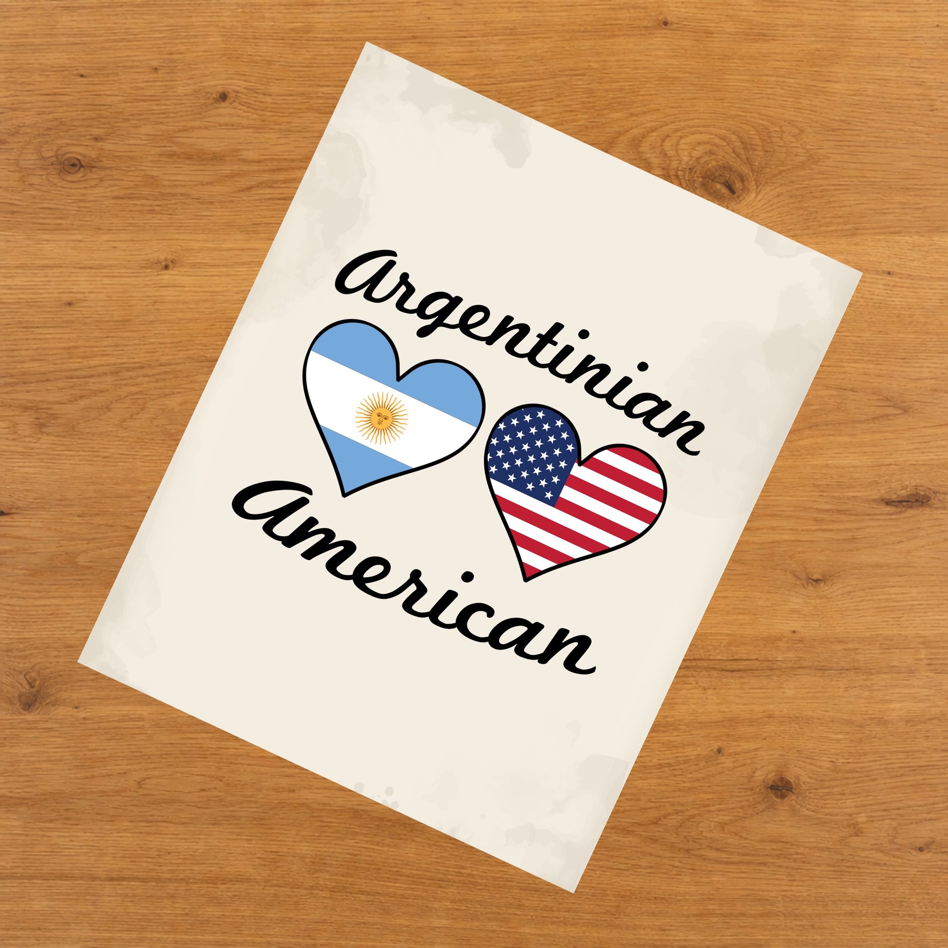 Argentinian American Flag Hearts 8"x10" Wall Art Print